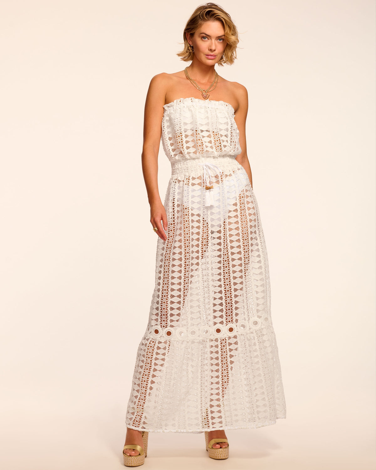 Henrietta Cotton Embroidered Strapless Coverup Dress view 1