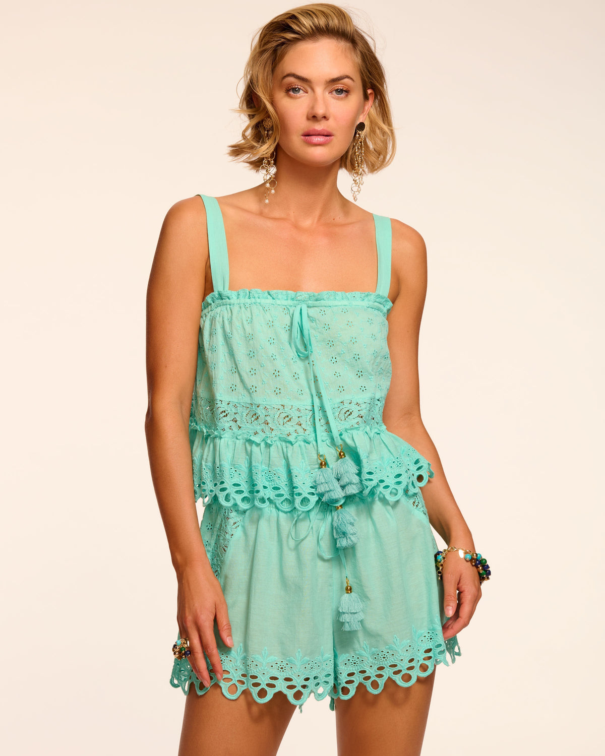 Amina Cotton Eyelet Coverup Top view 1
