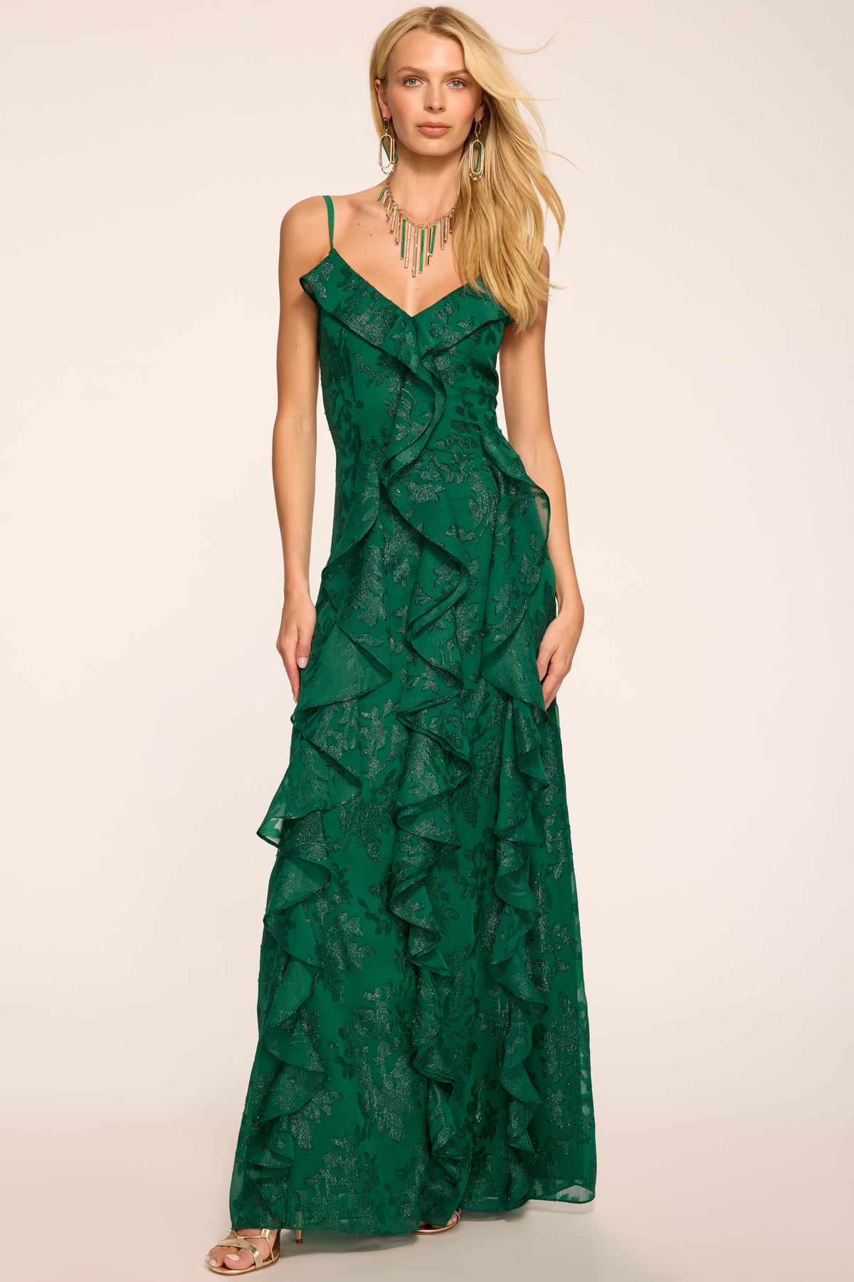Penelope Ruffled Jacquard Gown view 1