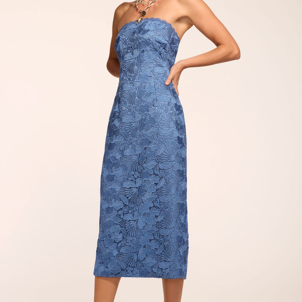 Ramy Brook Women's Tessa Strapless Lace Midi-Dress - Blue Lace