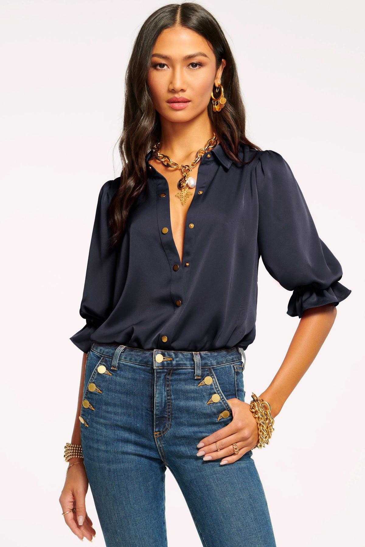 Dina Button Down Bodysuit view 1
