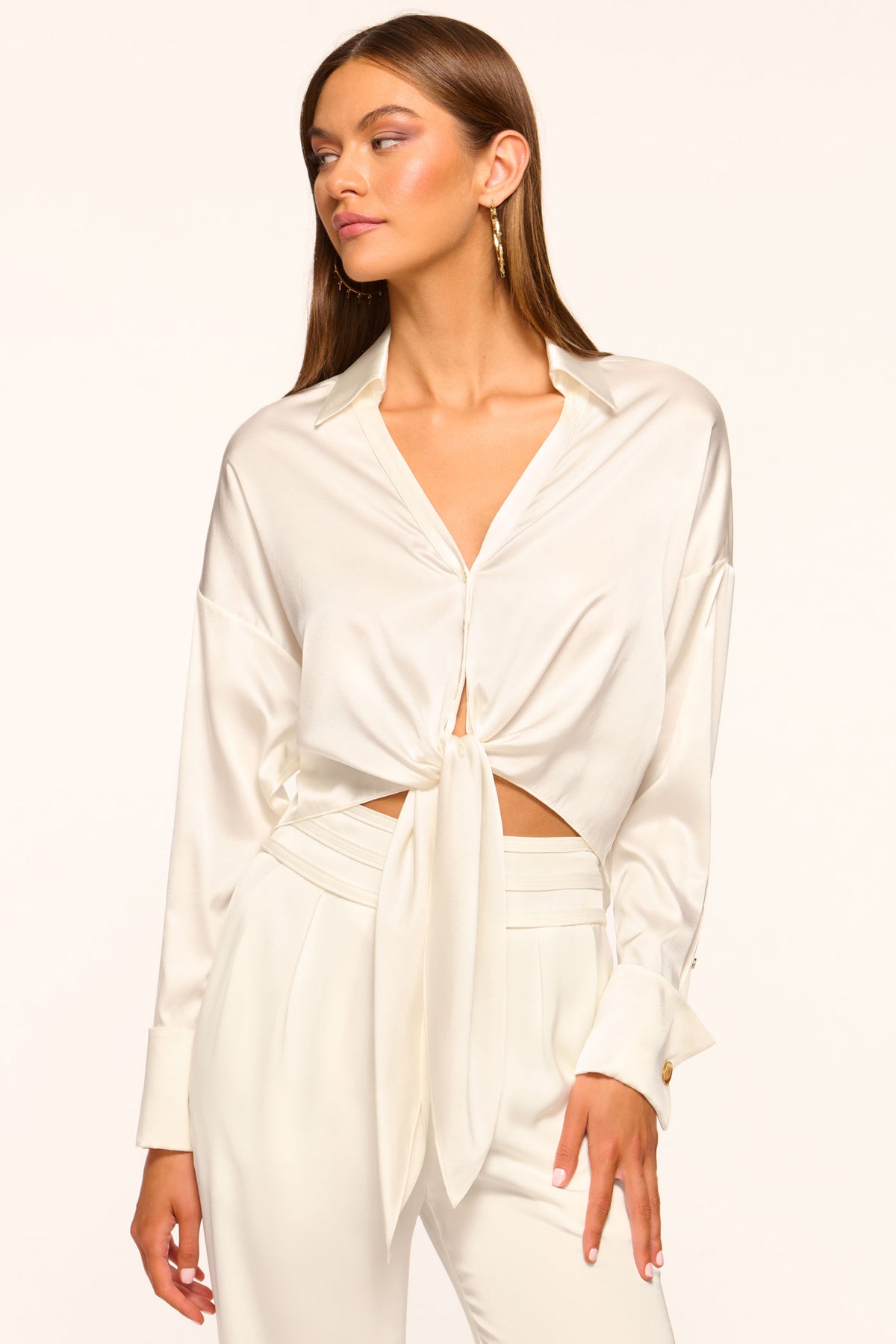Farrah Silk Tie-Front Blouse view 1