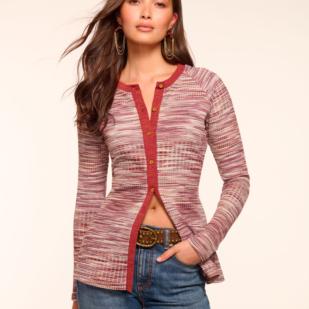 Eddie Space Dye Knit Cardigan in amber spacedye Ramy Brook