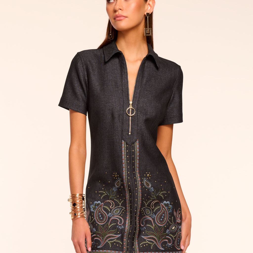 ramy brook tunechi denim mini dress Tunechi Denim Shirt Dress in light wash