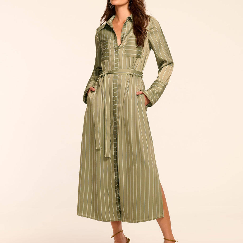 Miriam Button Down Shirt Midi Dress in green seaside | Ramy Brook Miriam Button Down Shirt Midi Dress in green seaside | Ramy Brook