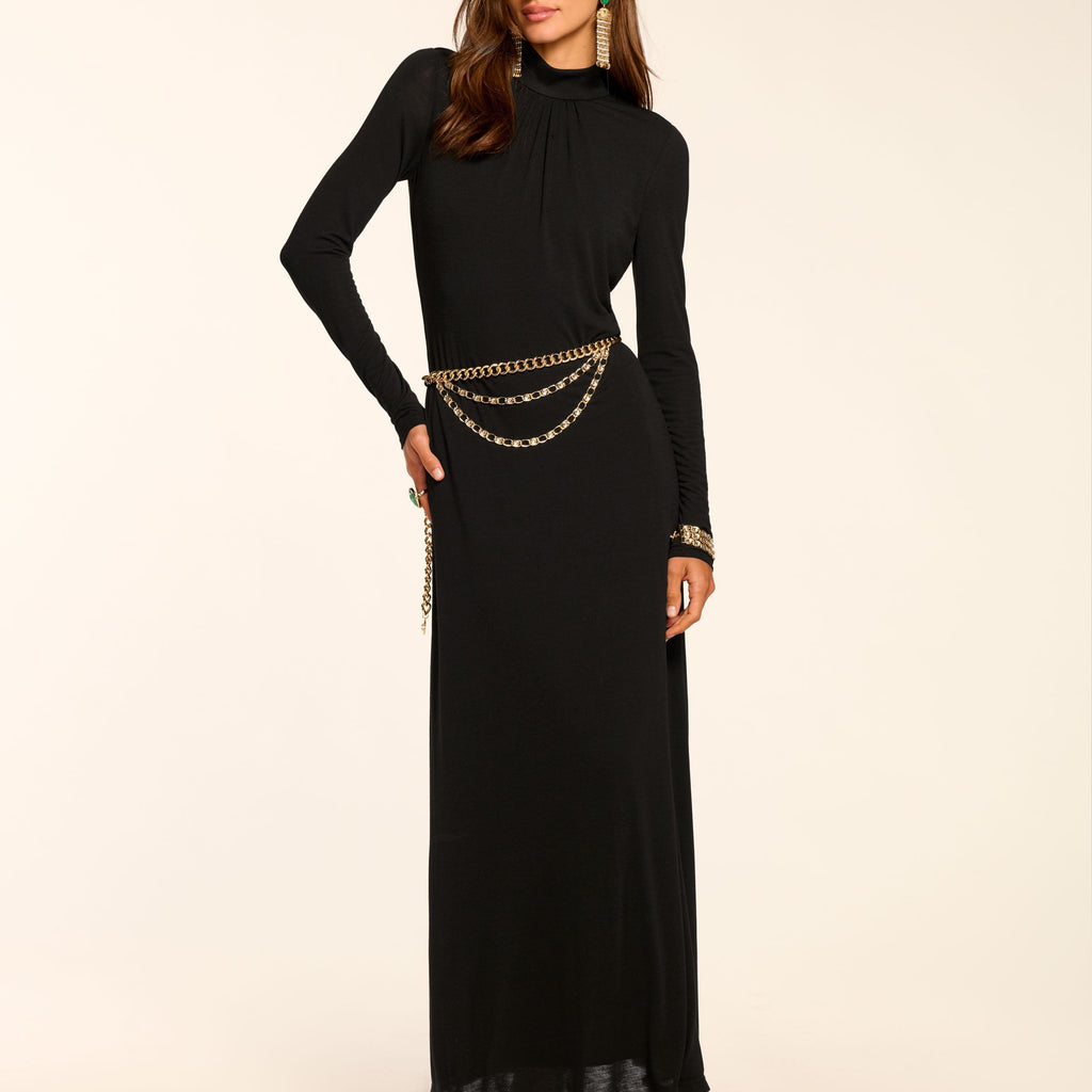 Ramy Brook Alexandra Knit Mock Neck Maxi Dress in Black - XL Ramy Brook Alexandra Knit Mock Neck Maxi Dress in Black - XL