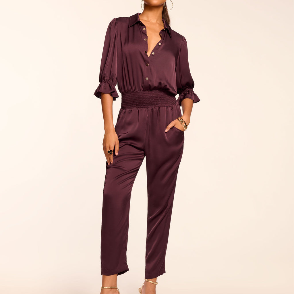Dina Short Sleeve Button Down Jumpsuit