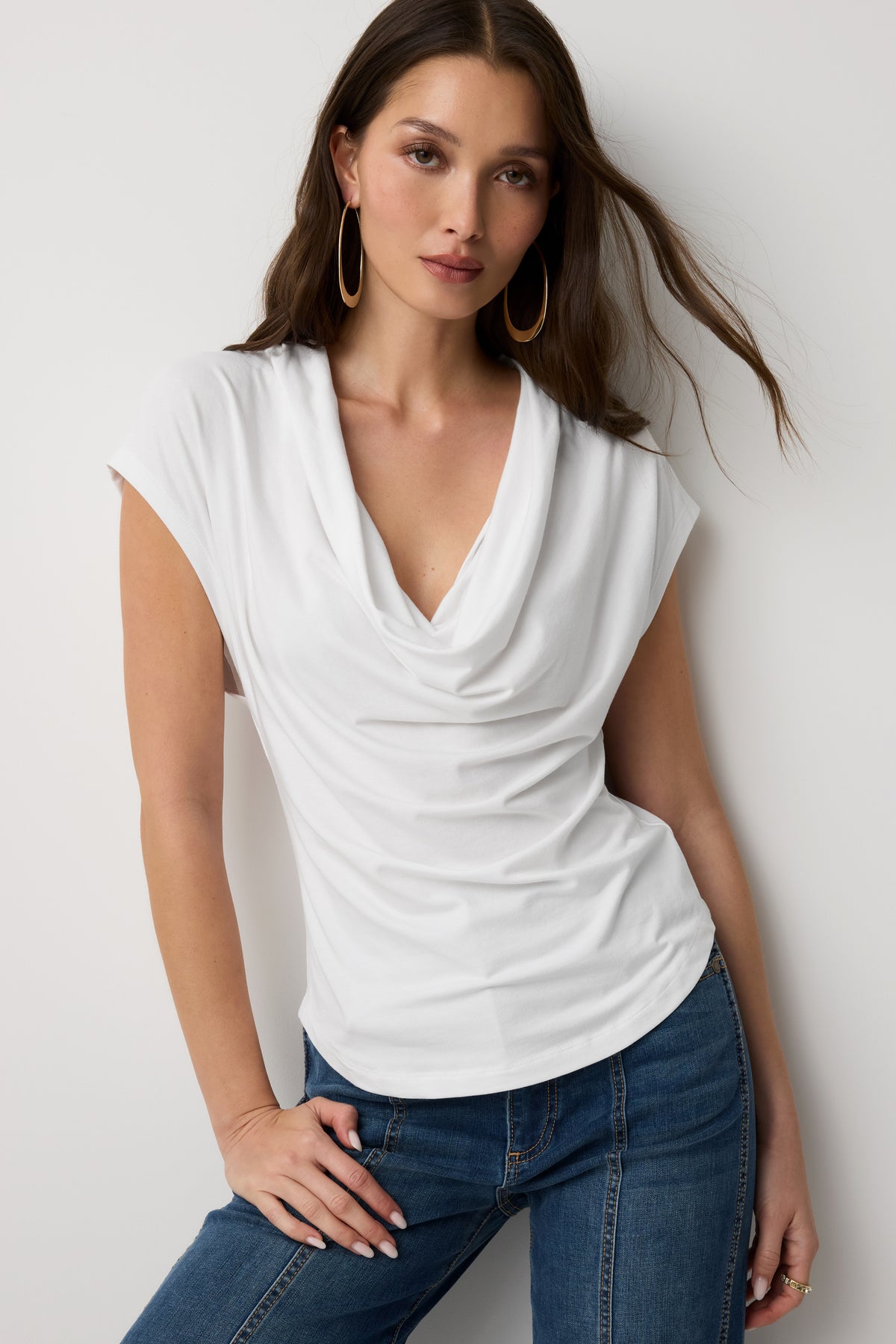 Carisa Cowl Neck Knit Tee view 1