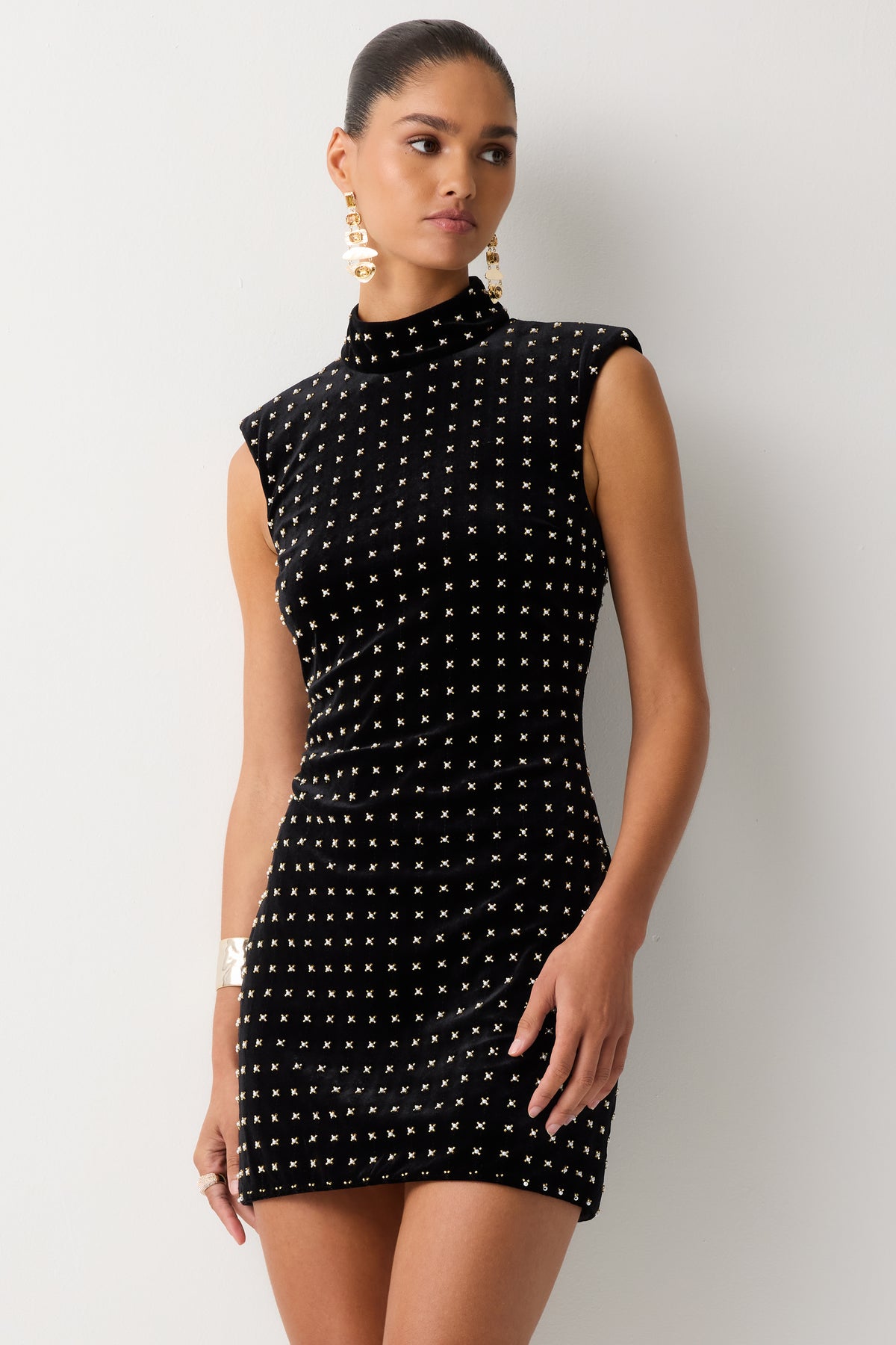 Courtney Embellished Velvet Mini Dress view 1