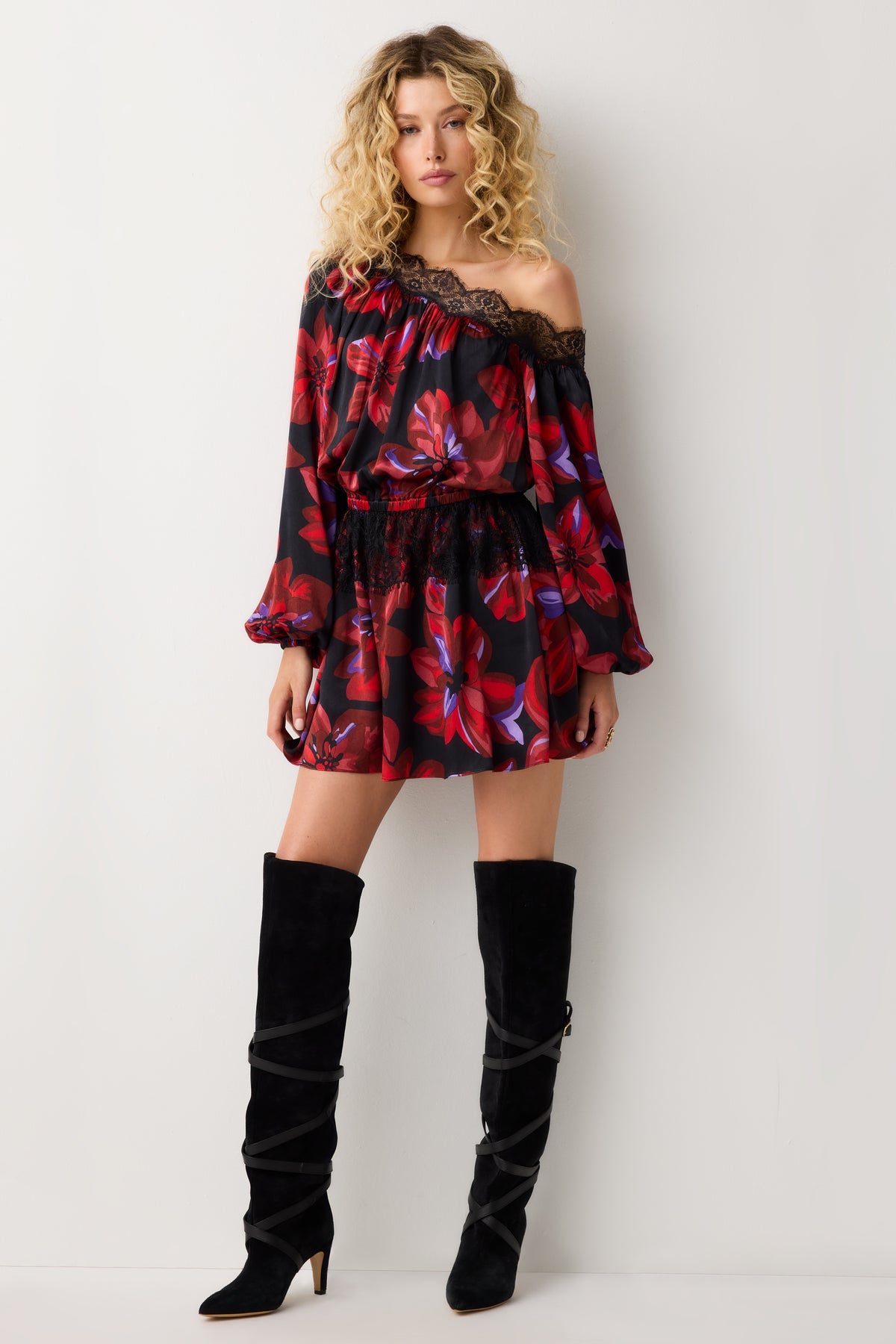 Gianni Printed One Shoulder Mini Dress view 1