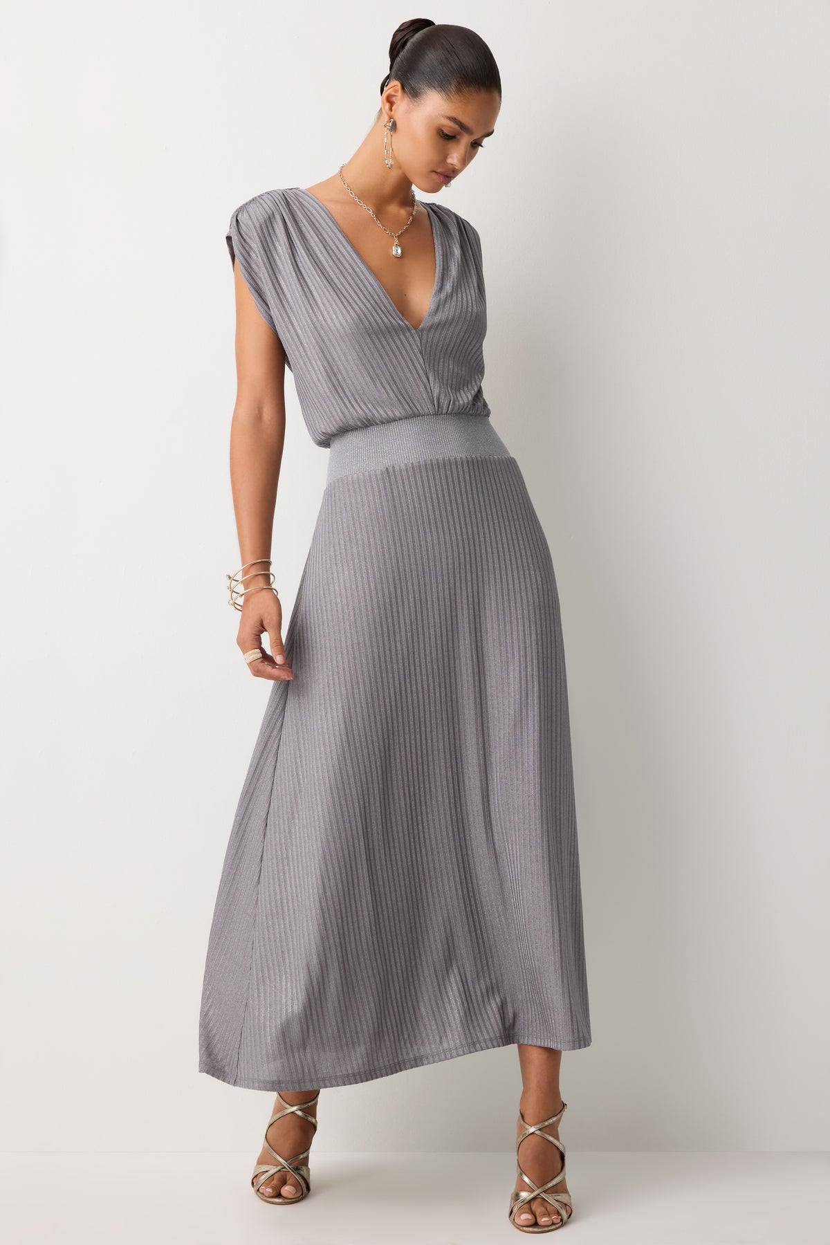 Matilda Metallic Jersey Midi Dress view 1