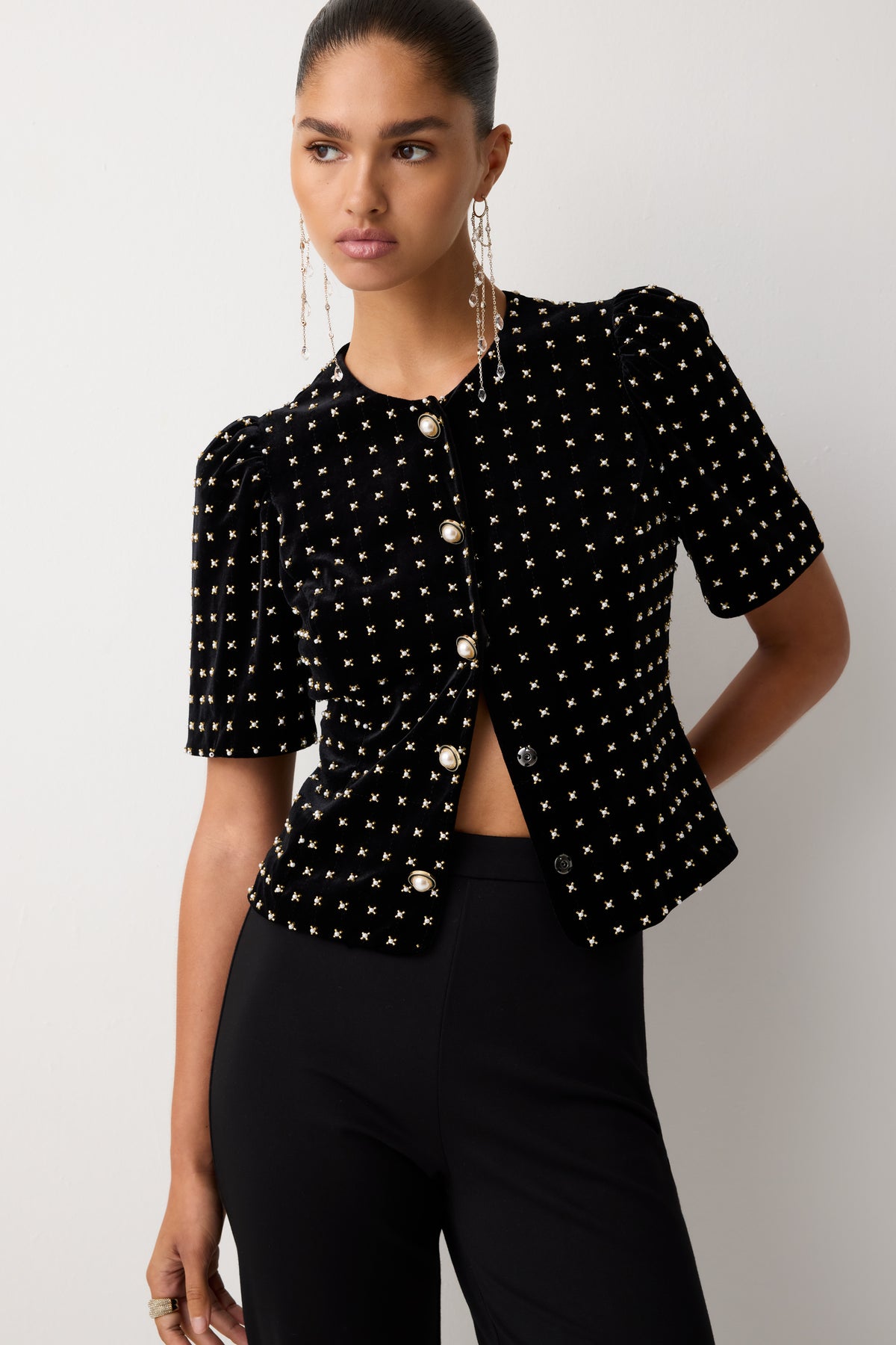 Jemma Embellished Velvet Jacket view 1