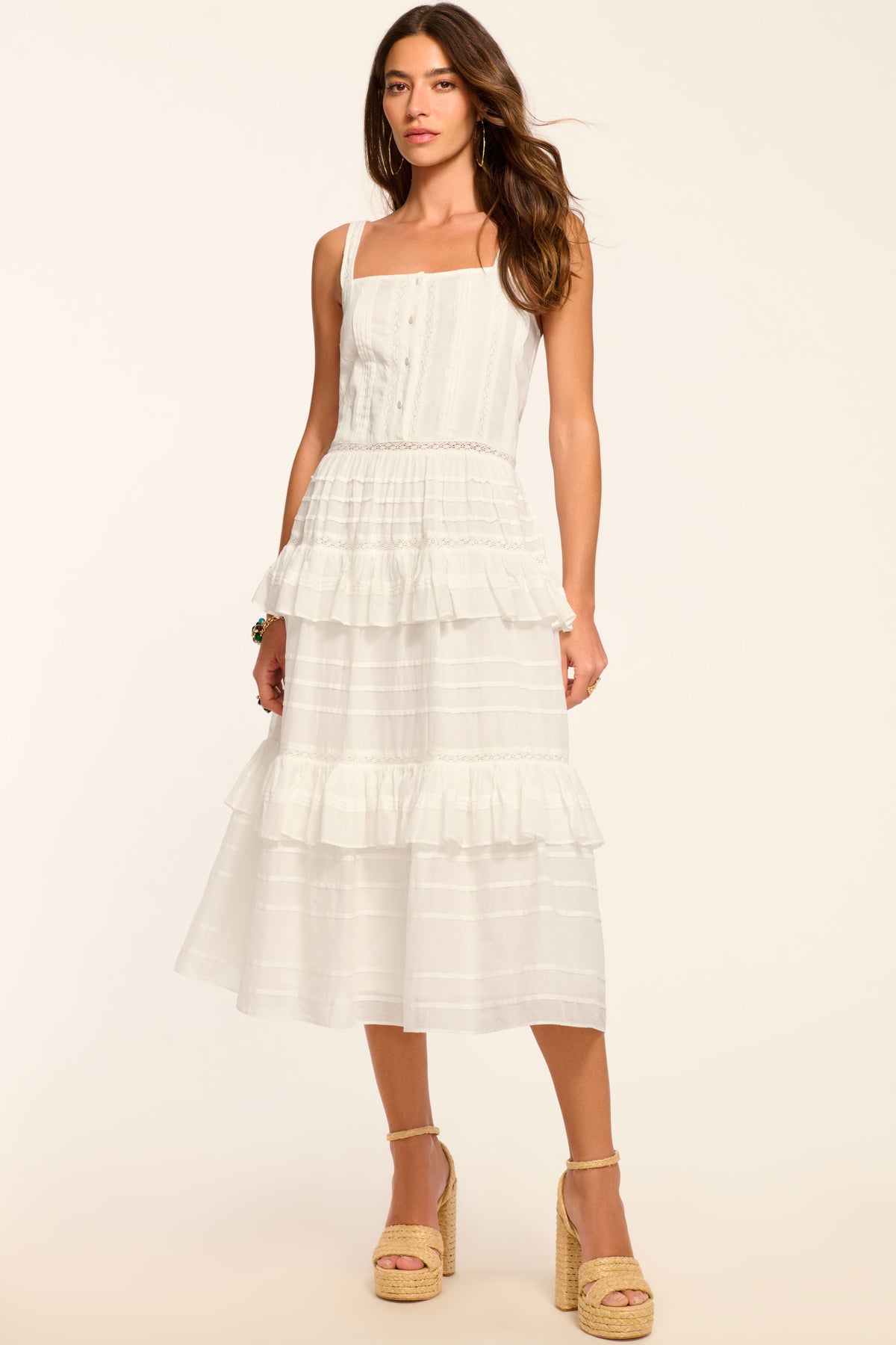 Daria Embroidered Voile Midi Dress view 1