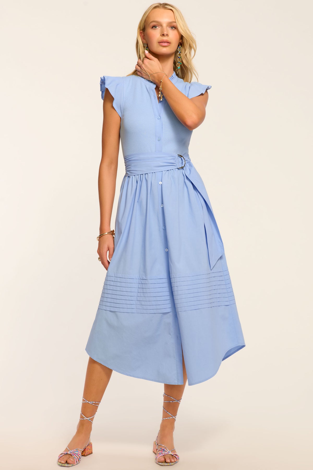 Odessa Cotton Knit Combo Midi Dress view 1