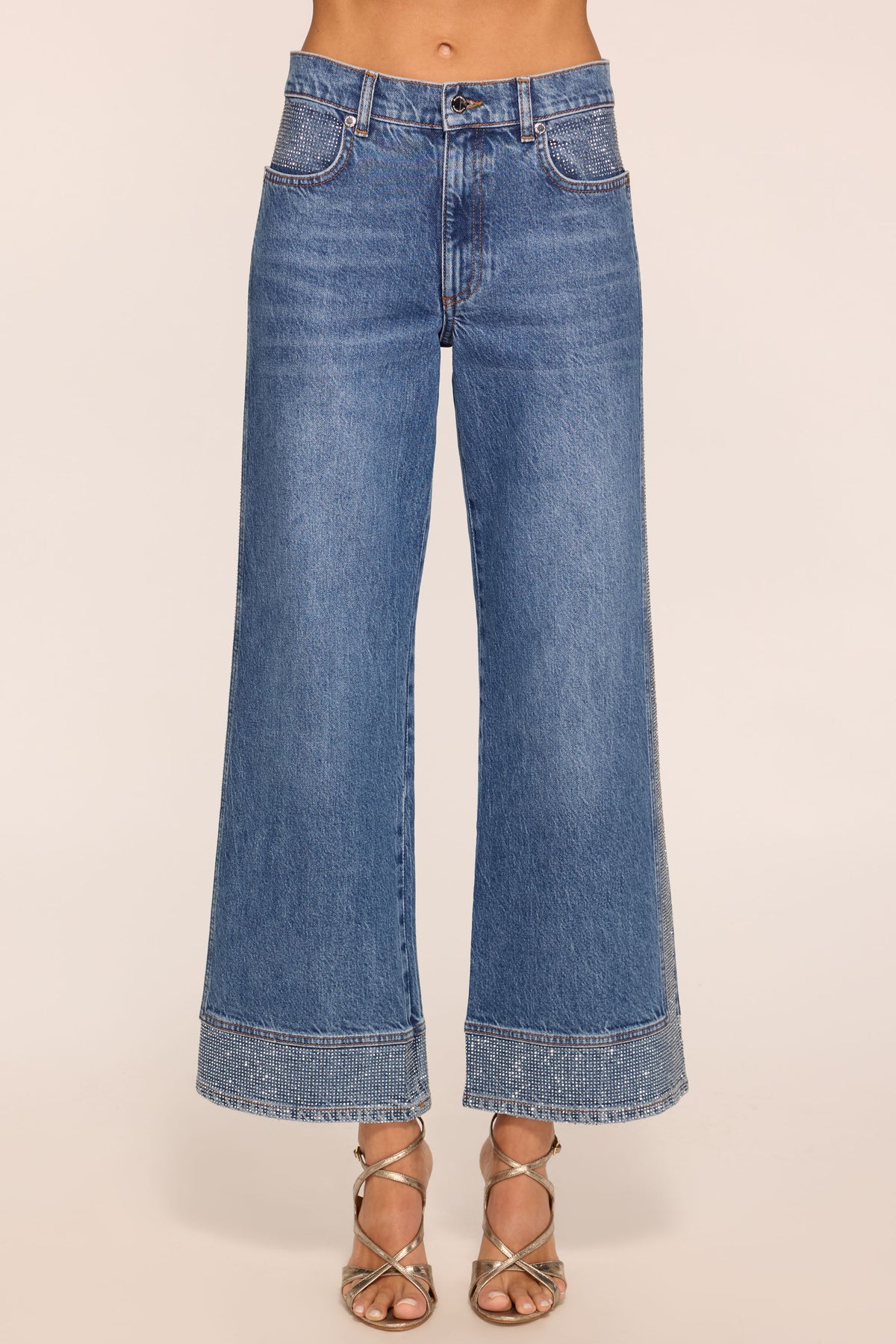 Lea Cropped Embellished Wide Leg Jean view 1
