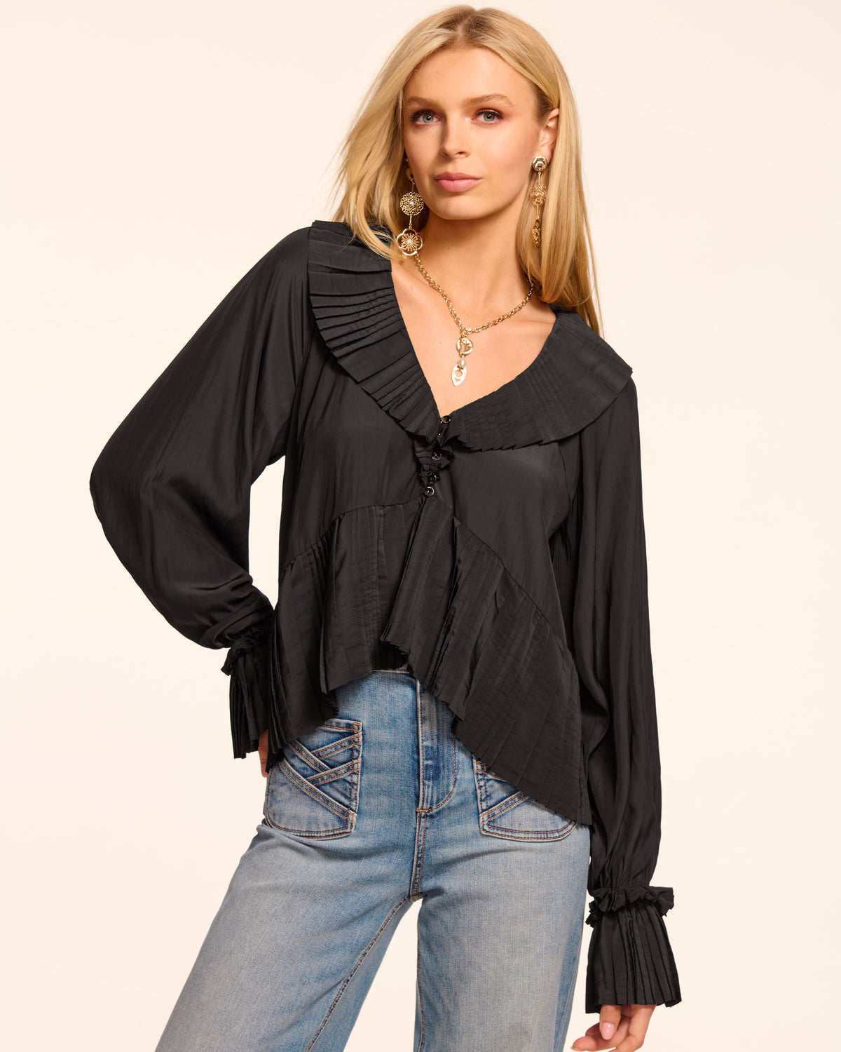 Jacklyn V-Neck Long Sleeve Blouse view 1