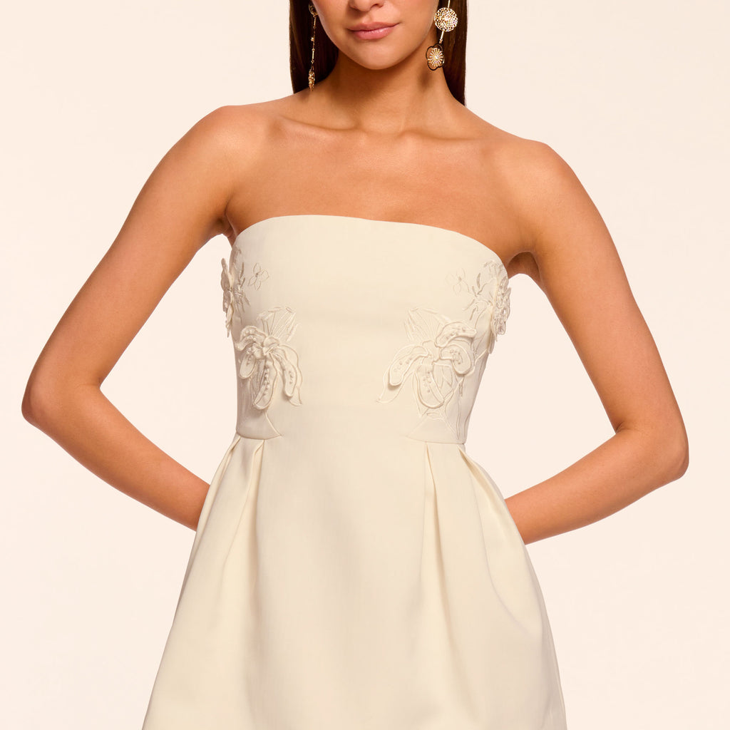 Lily Embellished Strapless Mini Dress in ivory