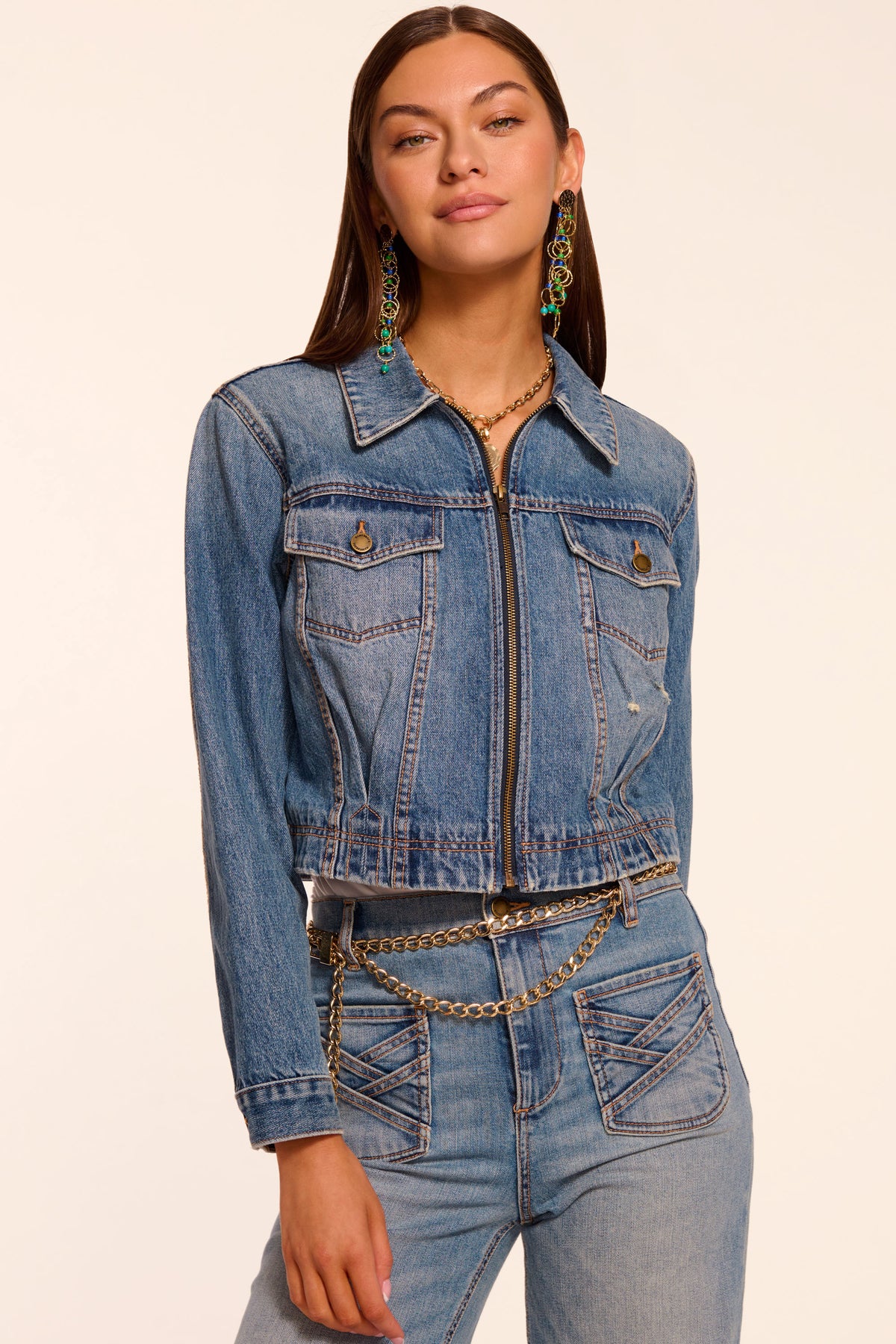Jannah Distressed Denim Jacket view 1