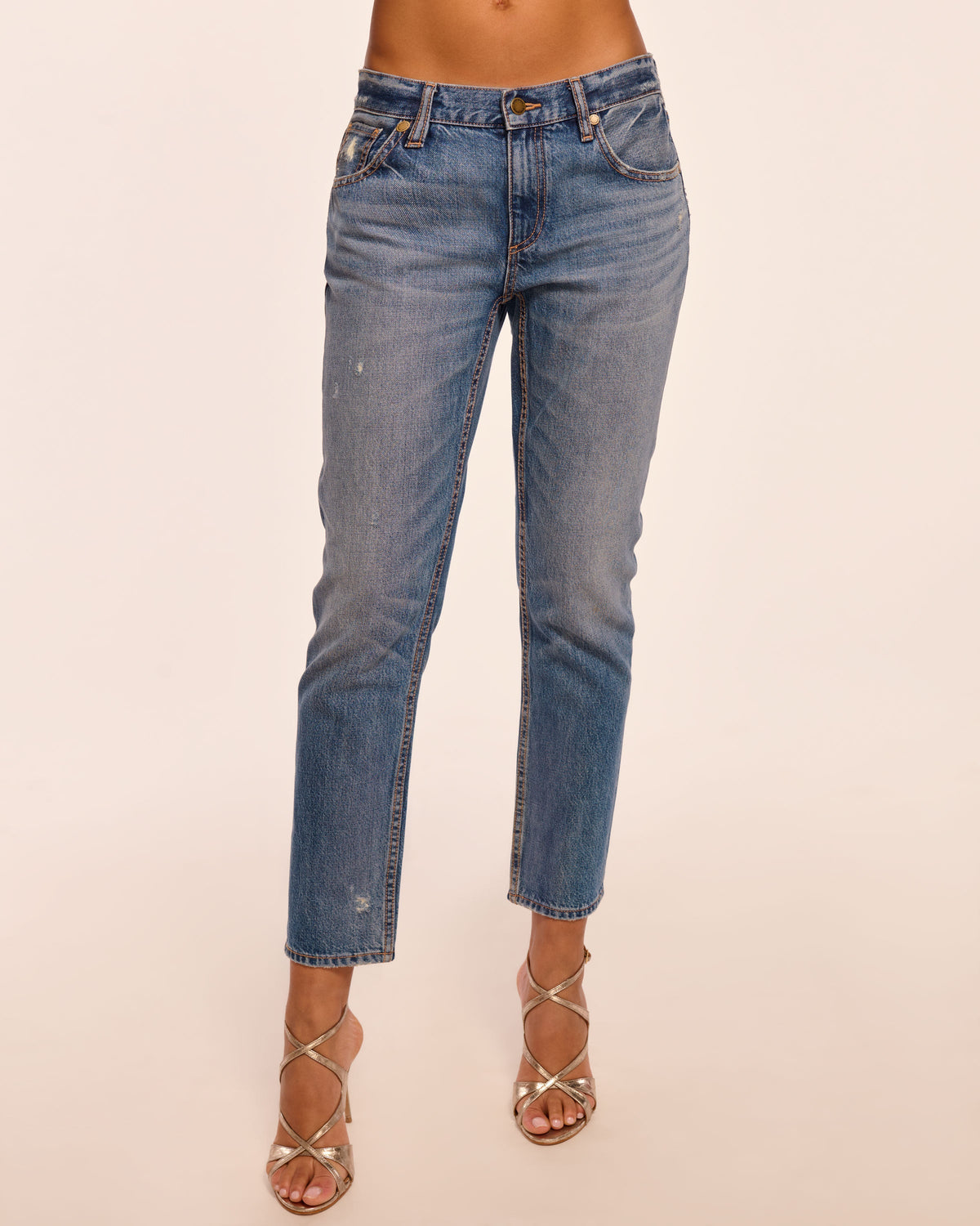 Milla Distressed Low-Rise Tapered Jean view 1