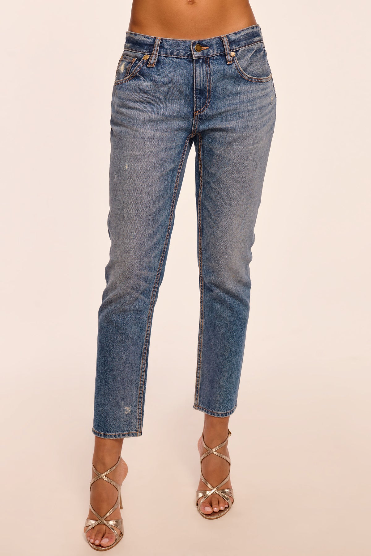 Milla Distressed Low-Rise Tapered Jean view 1