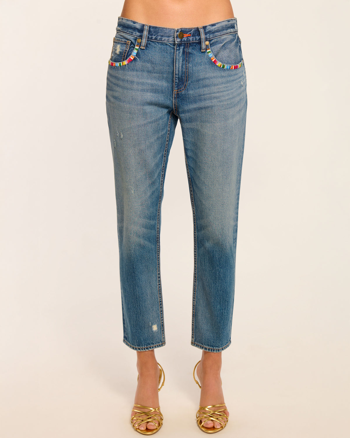 Milla Stitched Low-Rise Tapered Jean view 1