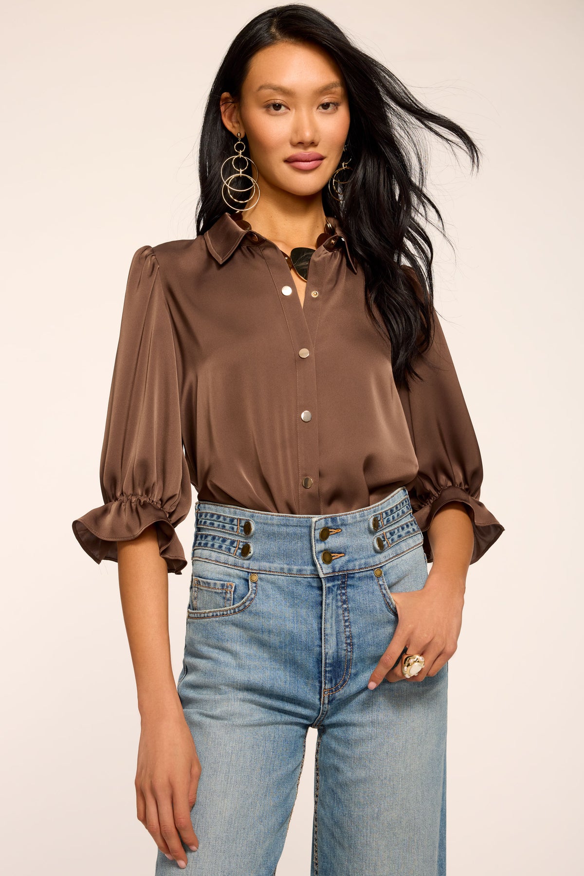 Dina Button Down Bodysuit view 1