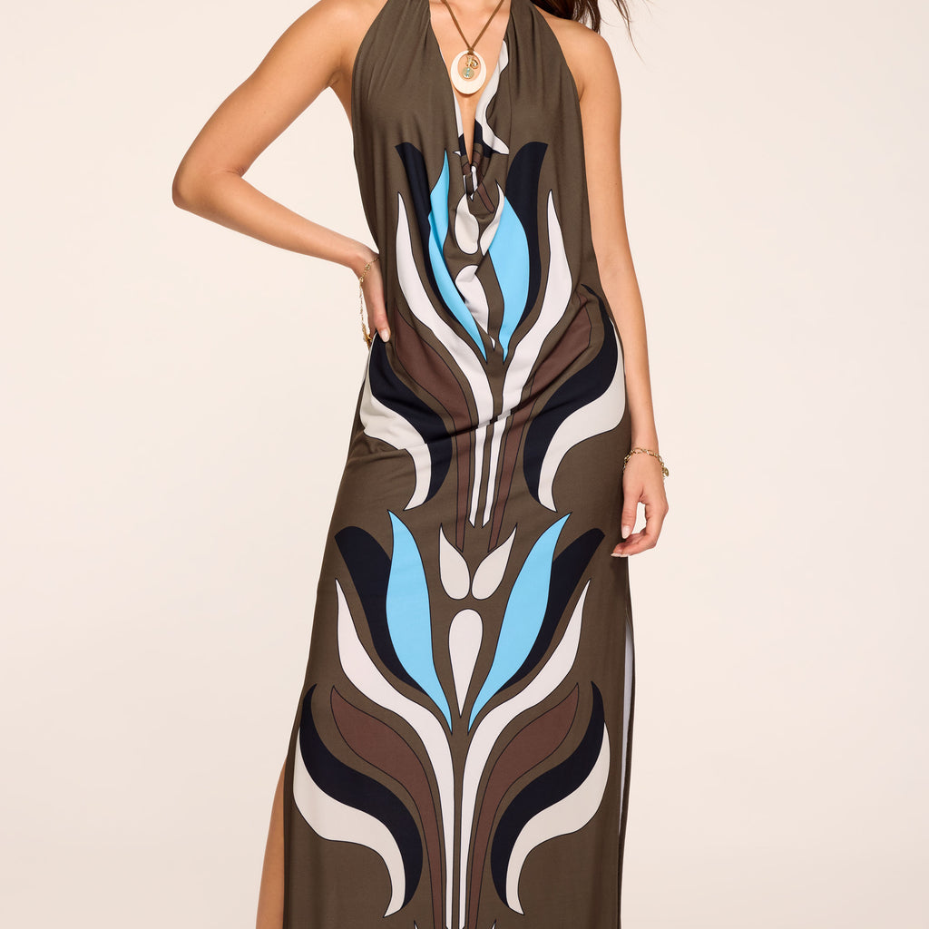 Ramy Brook Presley Printed Maxi Dress in Sepia Grotto
