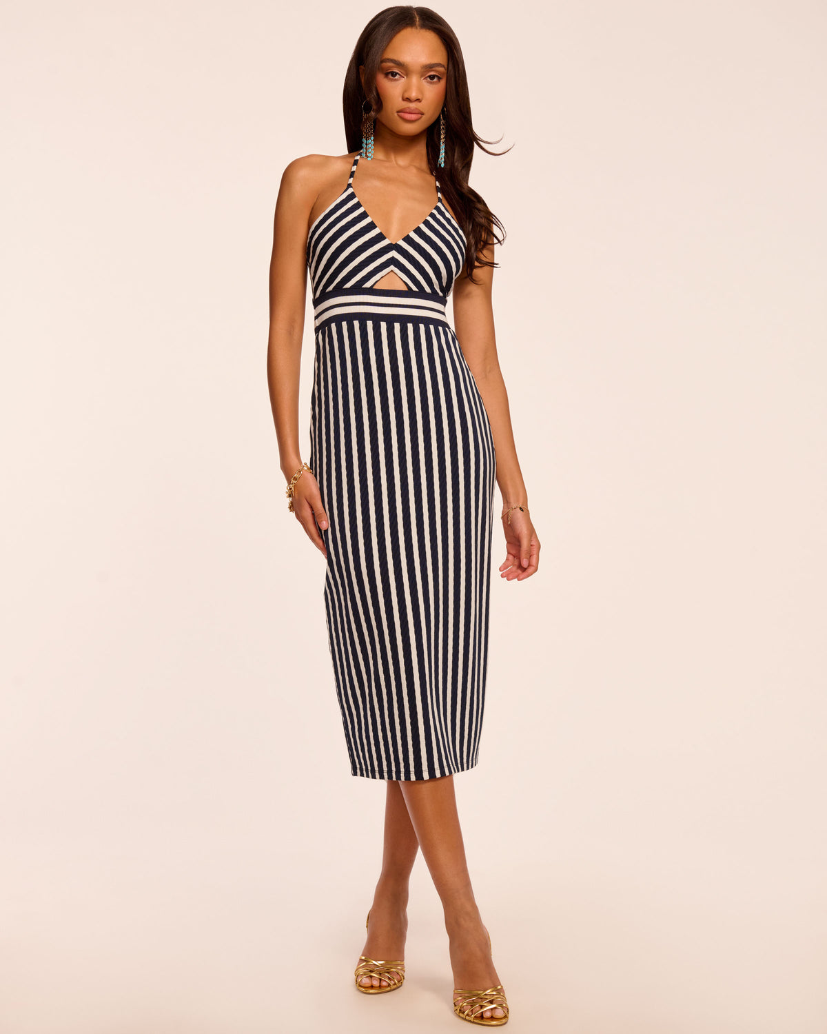 Stevie Textured Stripe Midi Dress view 1