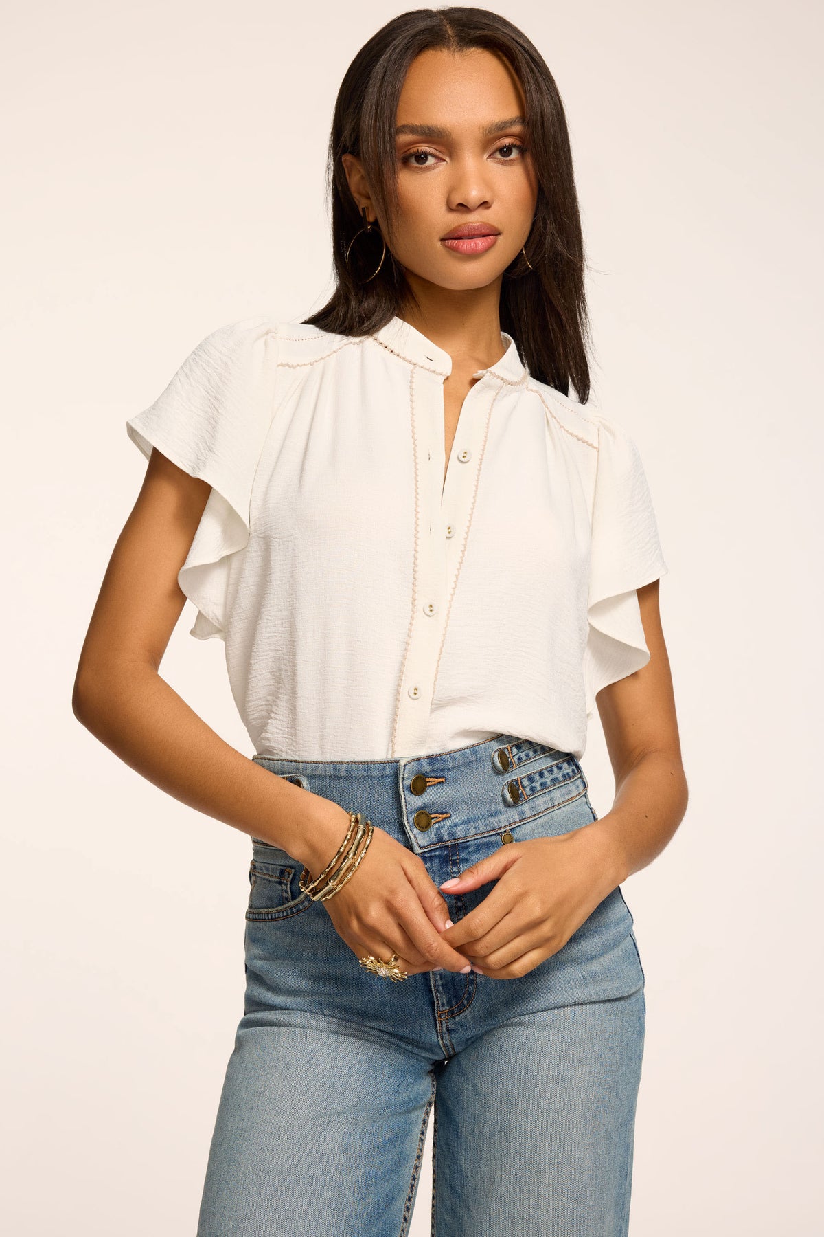 Aurora Flutter Sleeve Top view 1