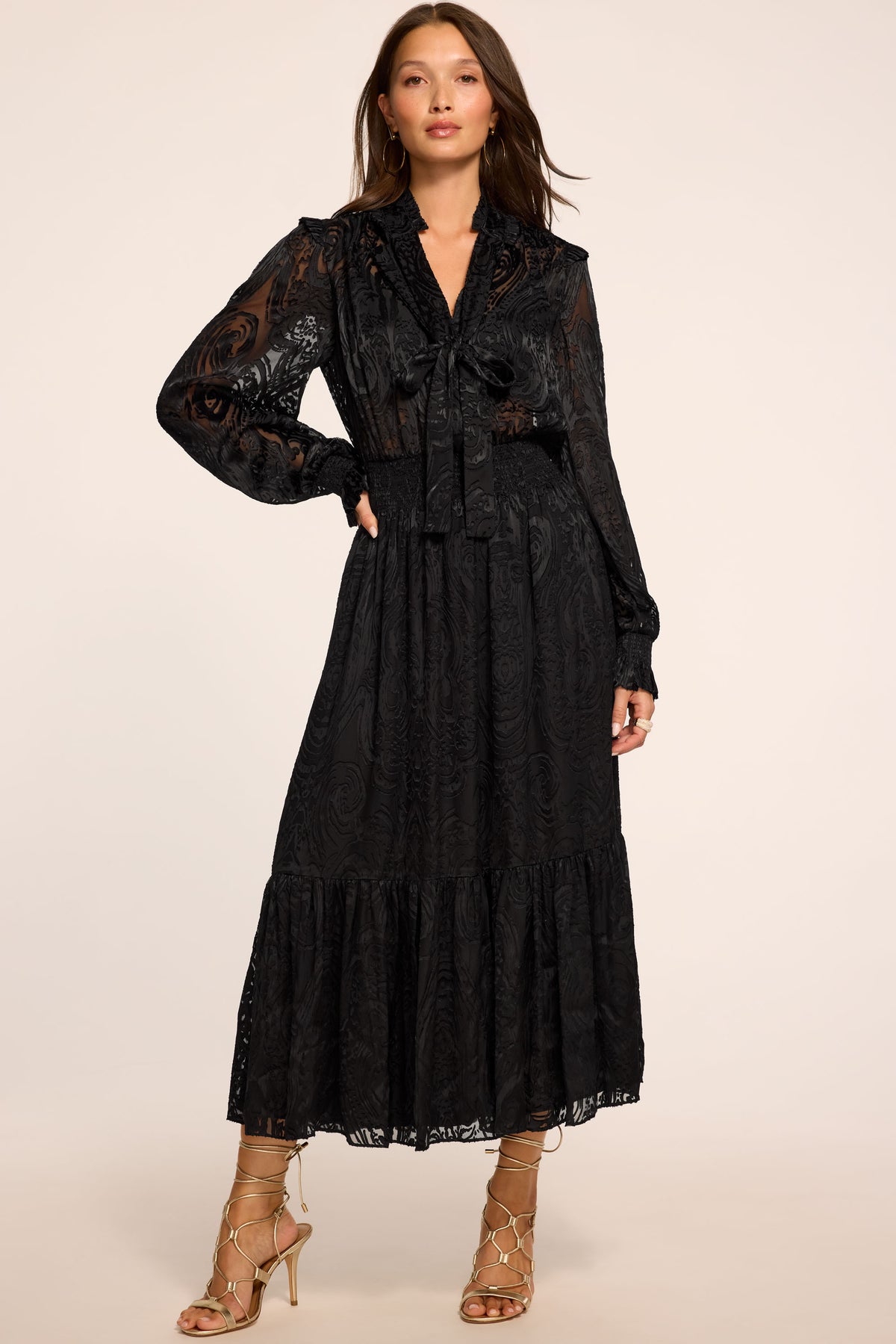 Megan Printed Long Sleeve Midi Dress view 1