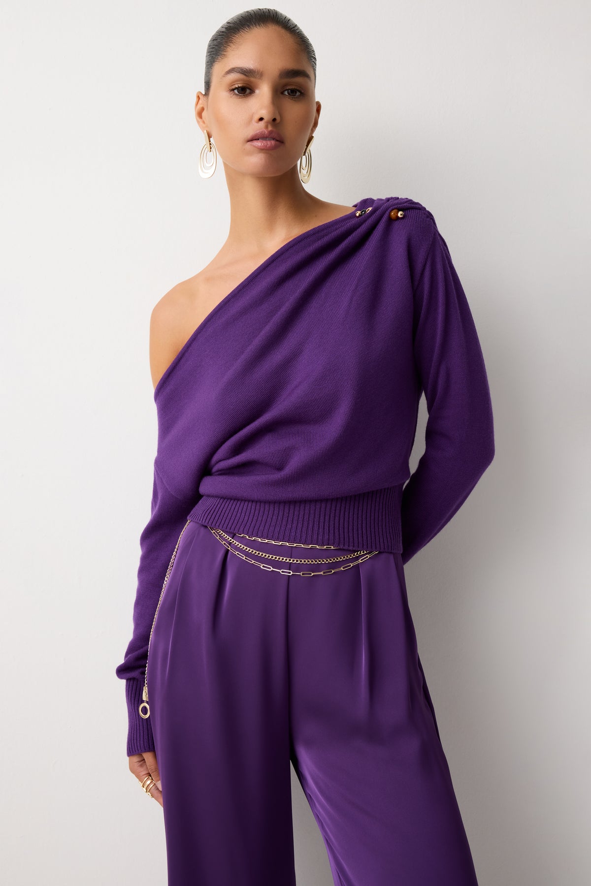 Lolla Embellished Merino One Shoulder Sweater view 1