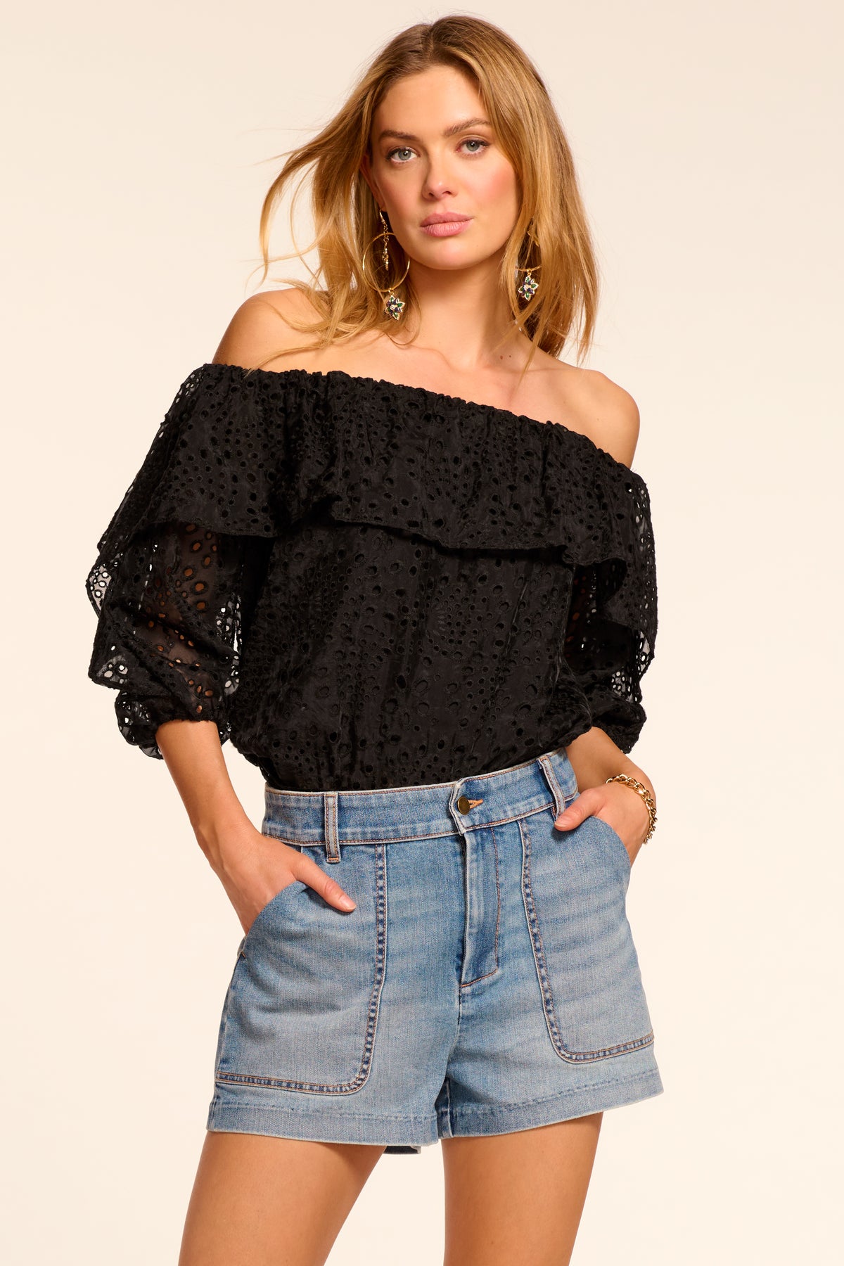Hilary High Waisted Denim Mini Short view 1