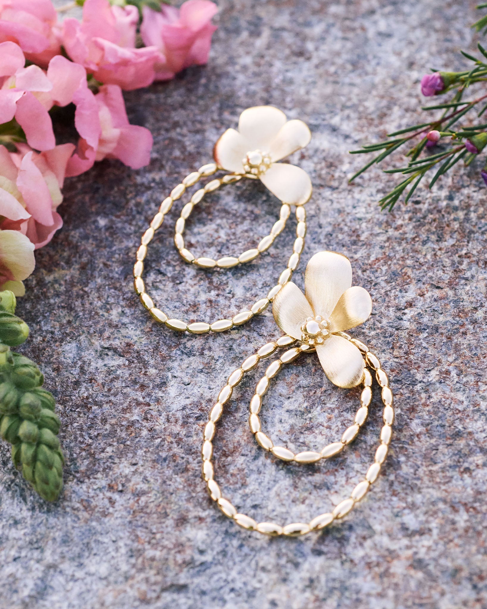 Anya Flower Hoop Earrings in gold | Ramy Brook