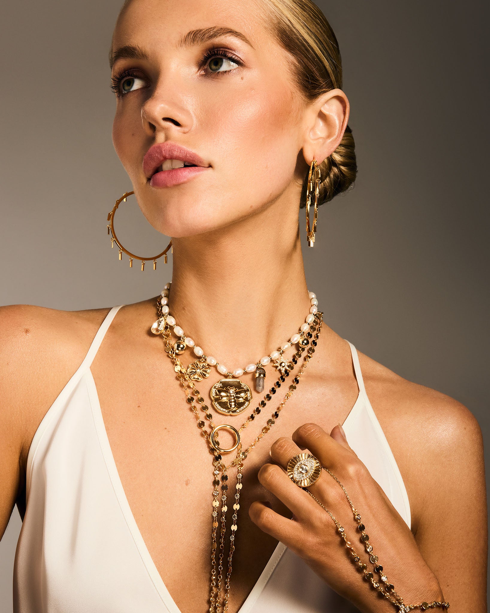 Carrie Hoop Earrings in gold | Ramy Brook