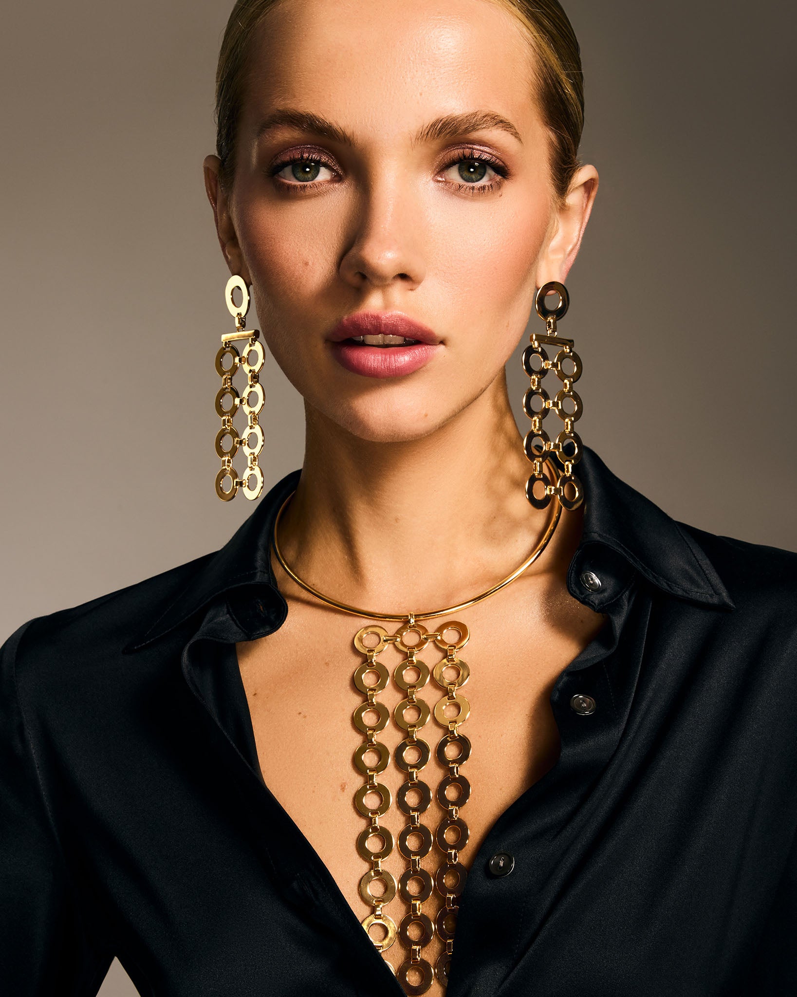Helen Link Statement Earrings in gold | Ramy Brook
