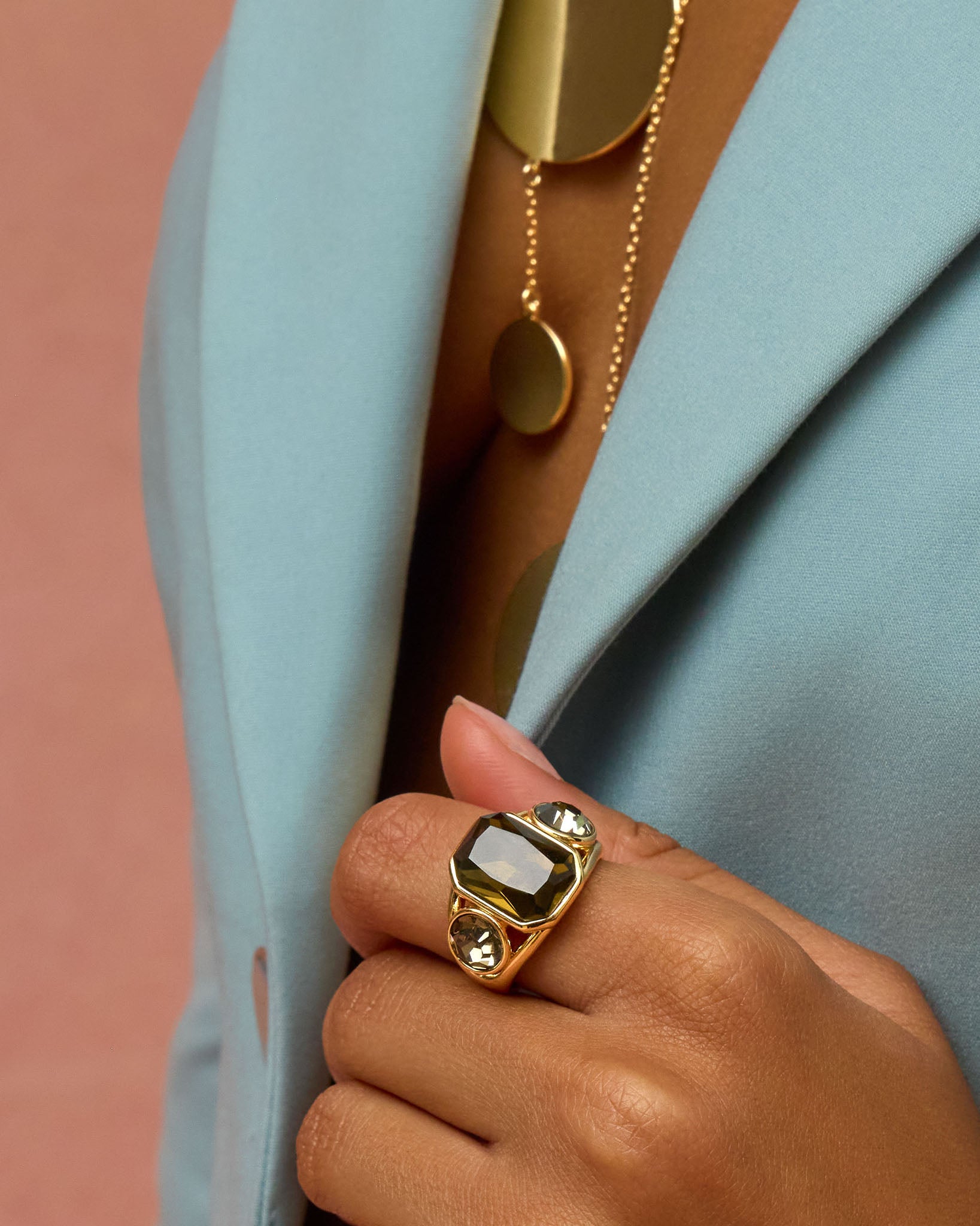 アクセサリー Archive RALPH LAUREN Line Stone Ring Alanna Stone Cocktail Ring in gold | Ramy Brook