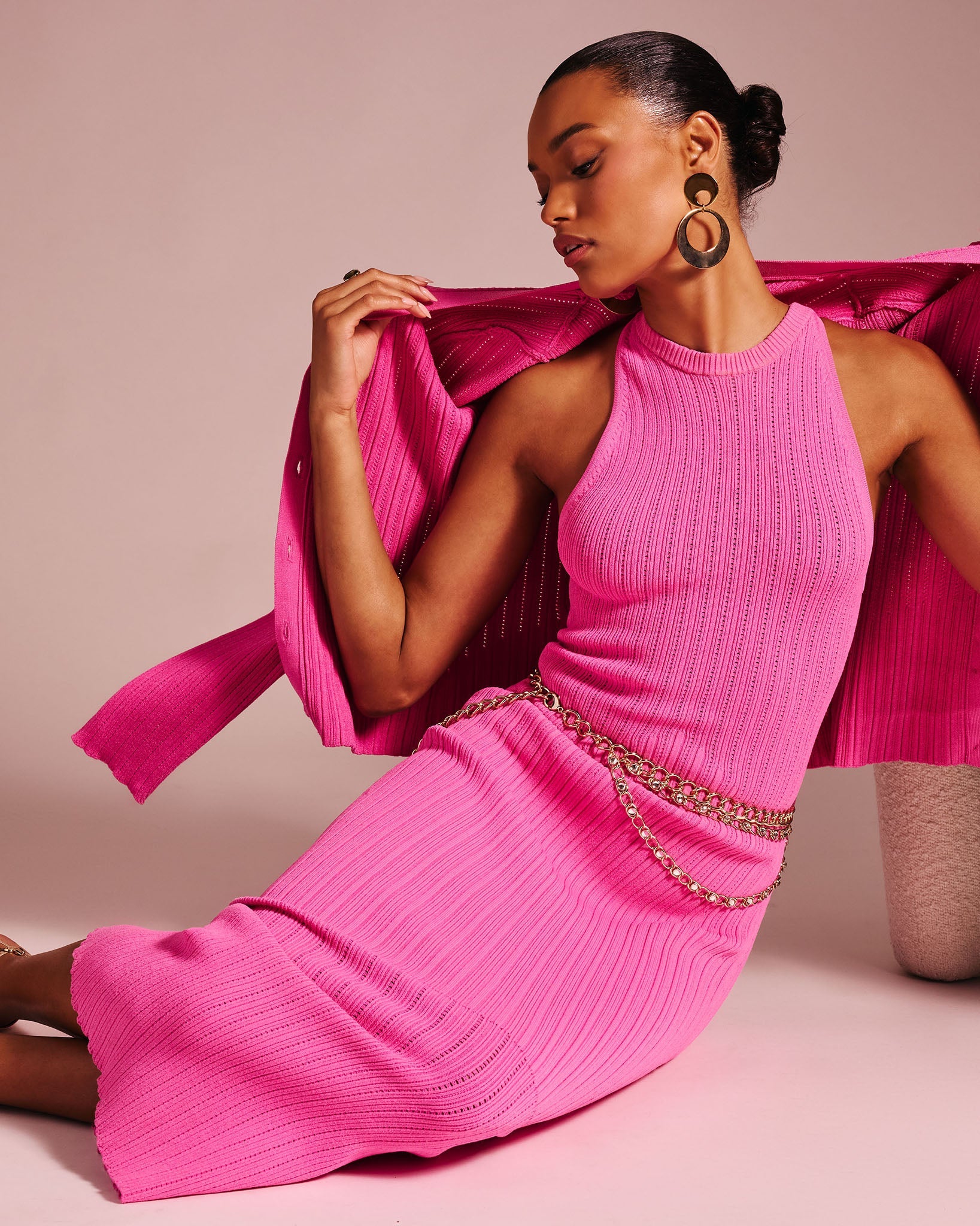 Ramy Brook Marienne Ribbed Midi Dress - Pink Garnet