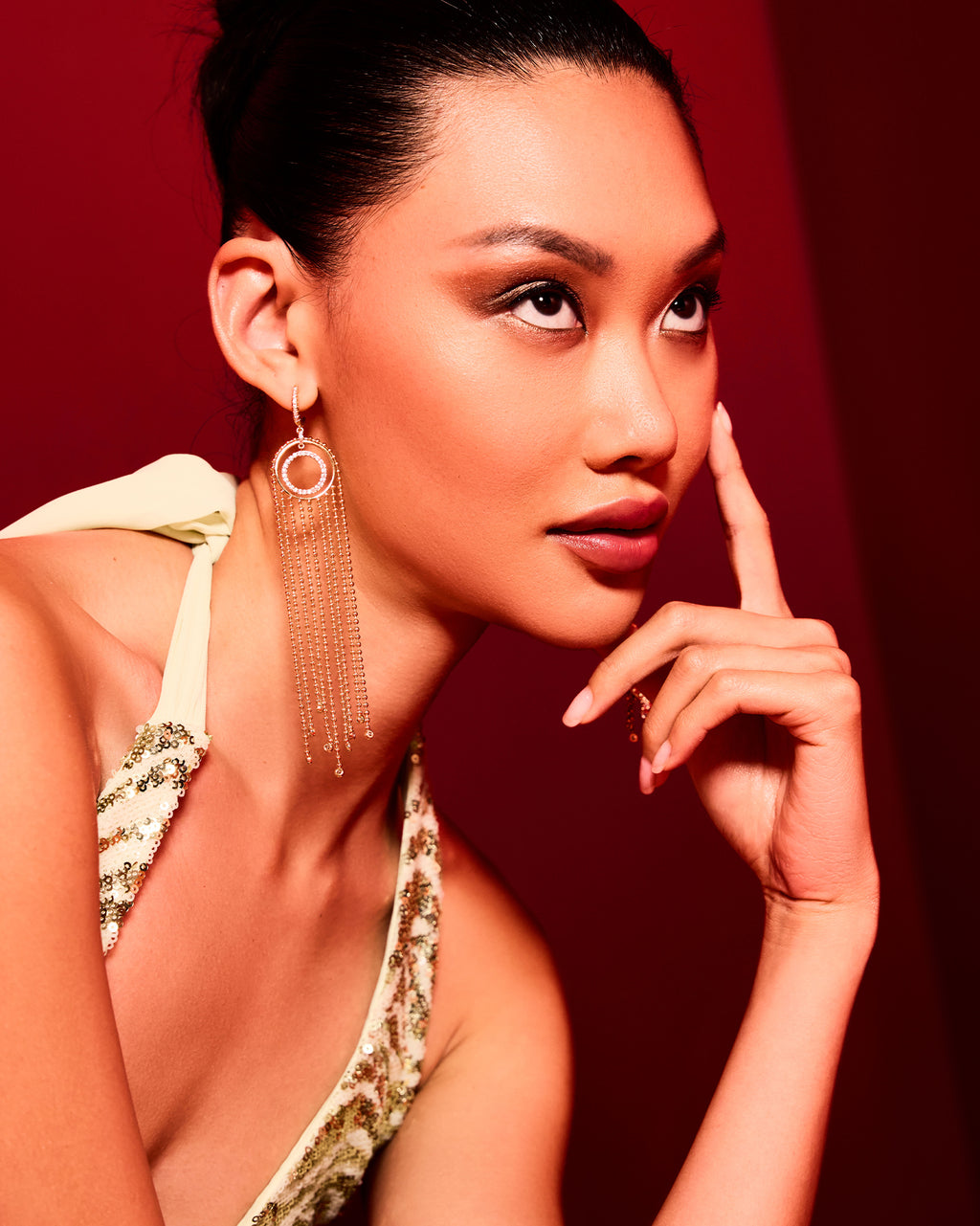gold purple dress Mallorie Drop Earrings in gold