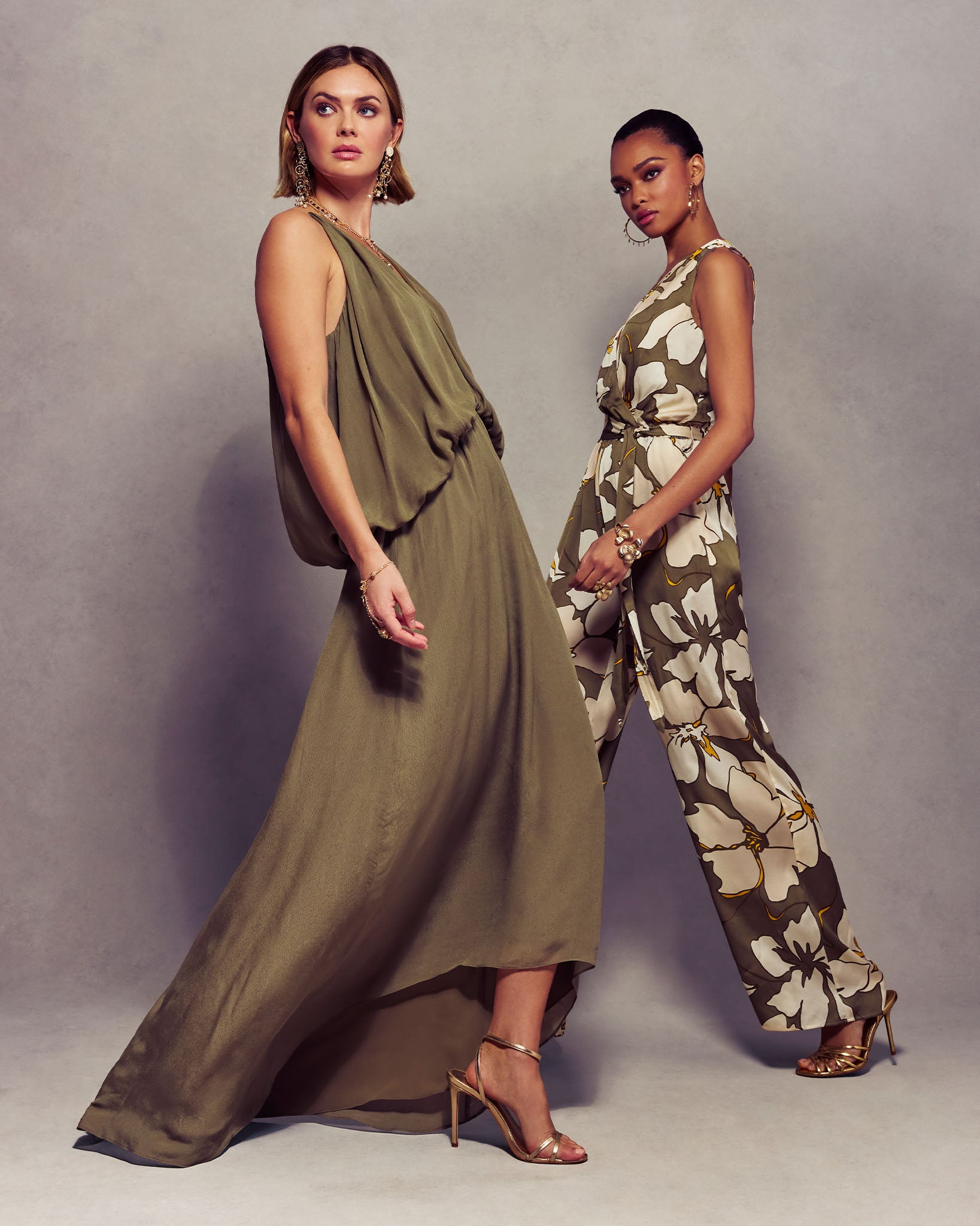 Ambar Draped V-Neck Maxi Dress in safari | Ramy Brook