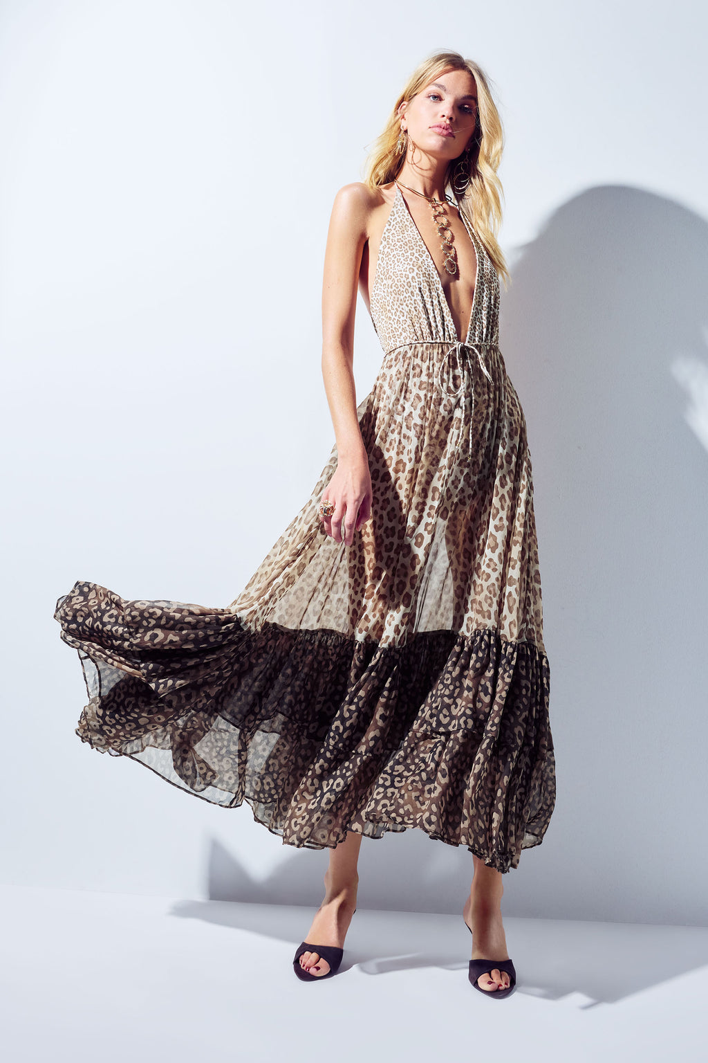 editorial cover floral maxi dress Milena Printed Dress in light leopard