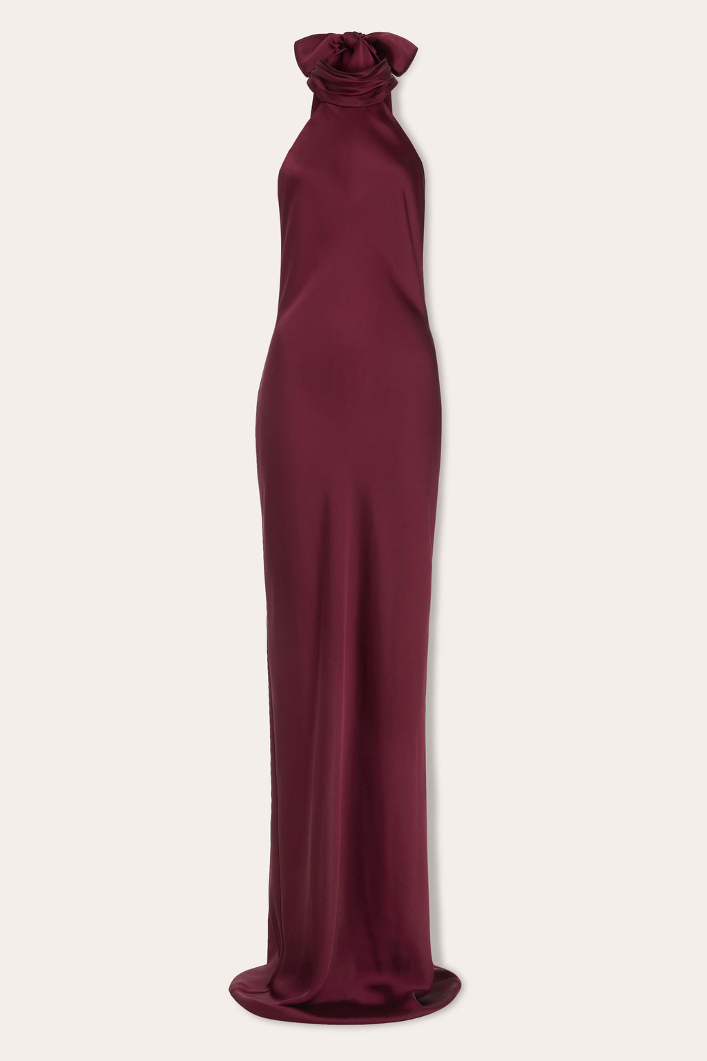 tatiana halter midi dress Ramy Brook Women's High-Neck Satin Gown - Cranberry Floral tie