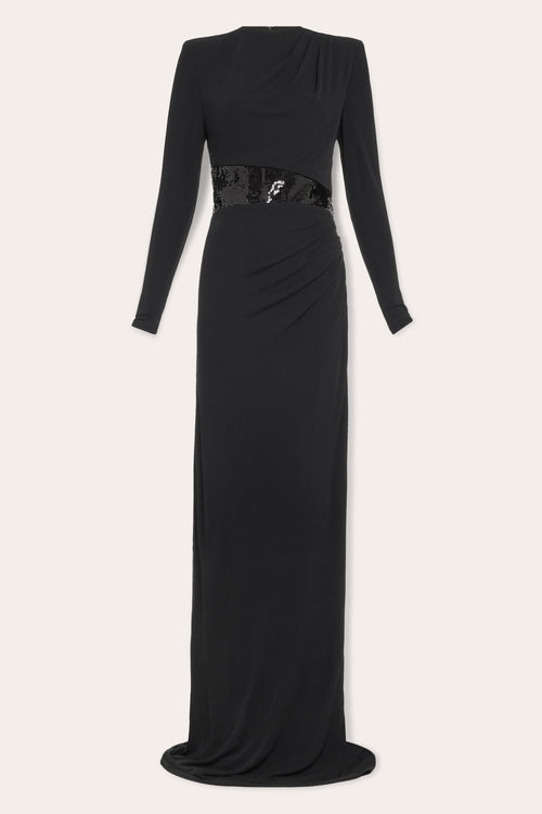 Samantha Jersey Long Sleeve Sequin Gown view 5