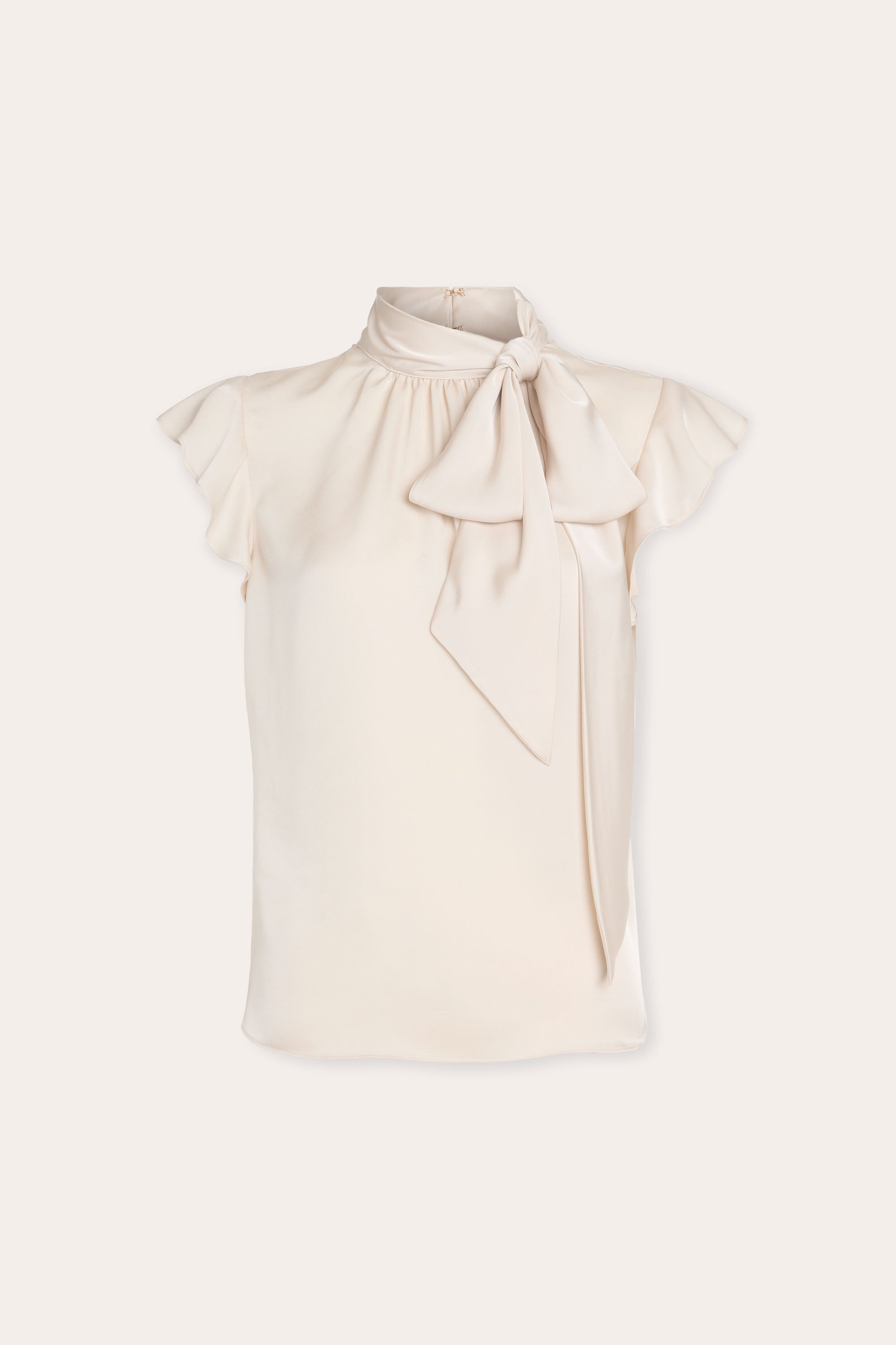 Balinda Tie Neck Short Sleeve Blouse in bone | Ramy Brook