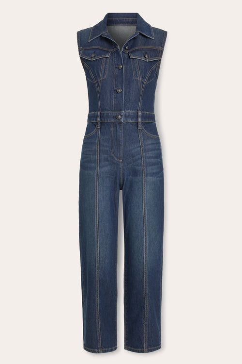 Jessie Sleeveless Denim Cropped Jumpsuit view 5