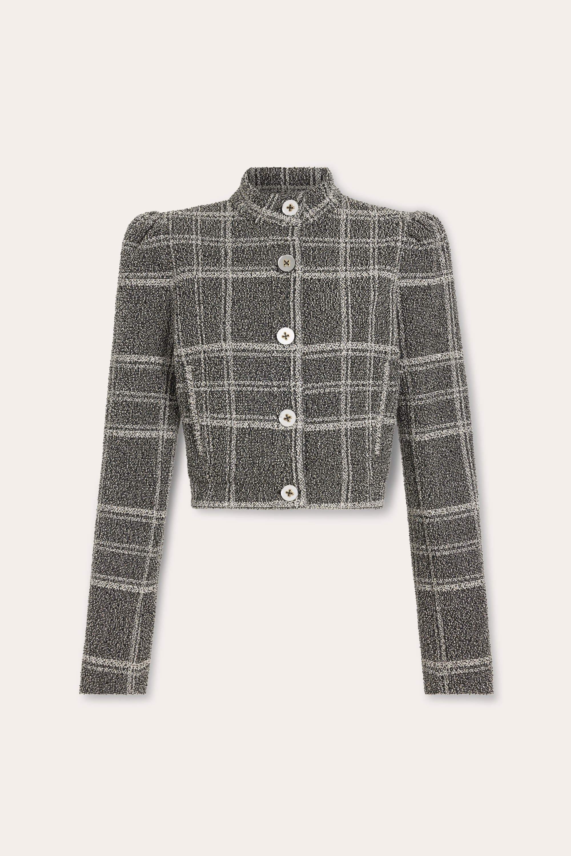 Gwen Printed Lurex Tweed Jacket in metallic plaid | Ramy Brook