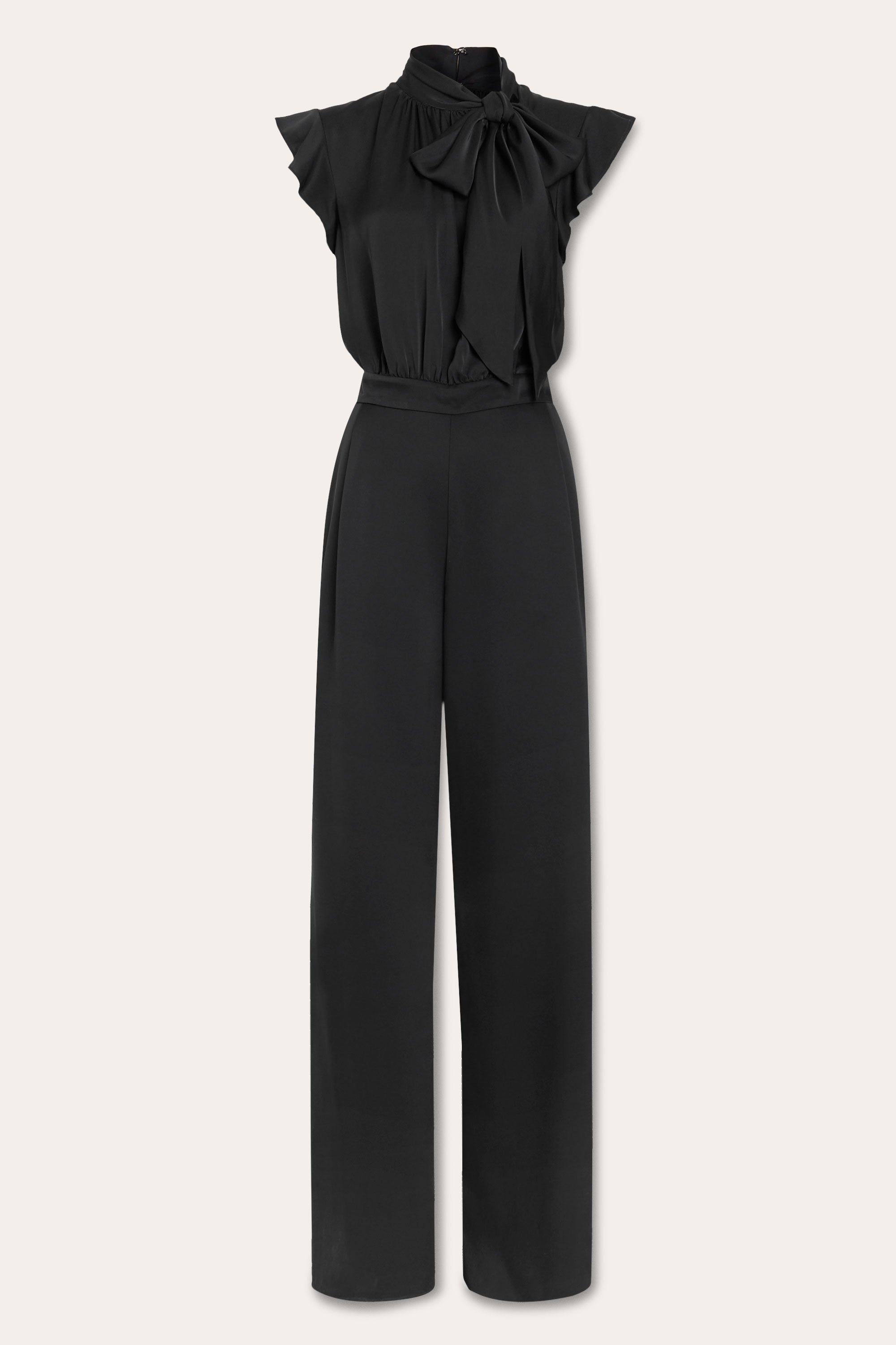 Irene Tie Neck Short Sleeve Jumpsuit in black | Ramy Brook