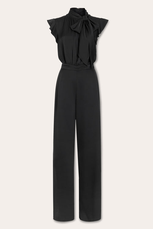 Irene Tie Neck Short Sleeve Jumpsuit view 5