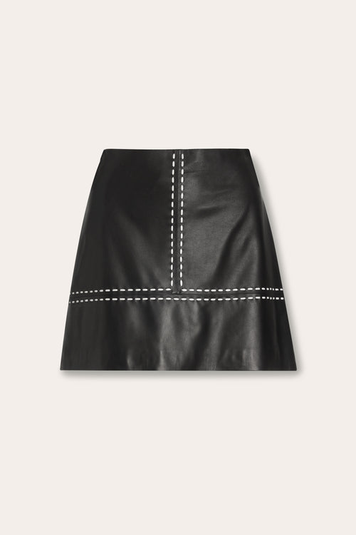 Natalie Leather Contrast Stitch Mini Skirt view 8