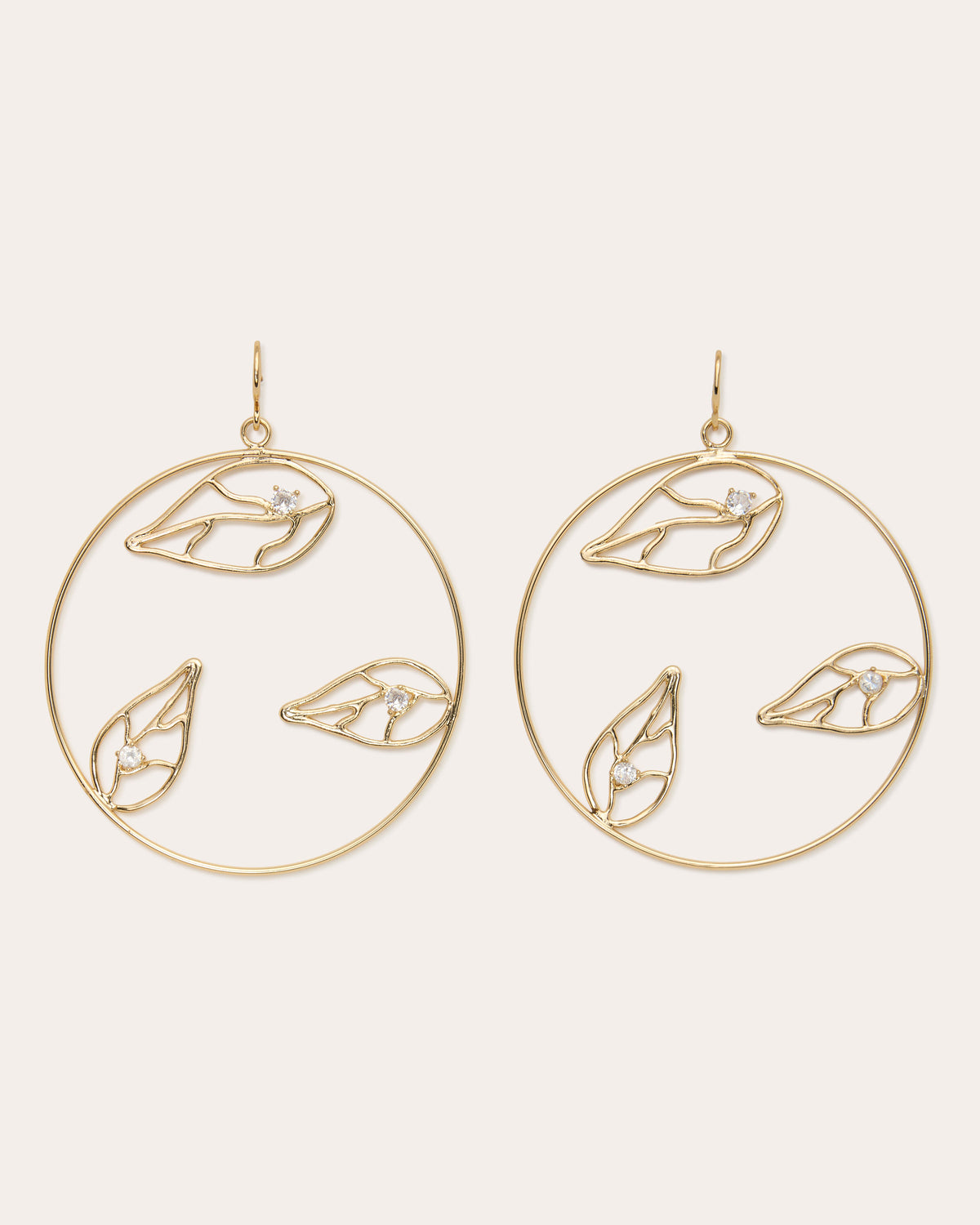 Abrie Leaf Hoop Earrings in gold | Ramy Brook