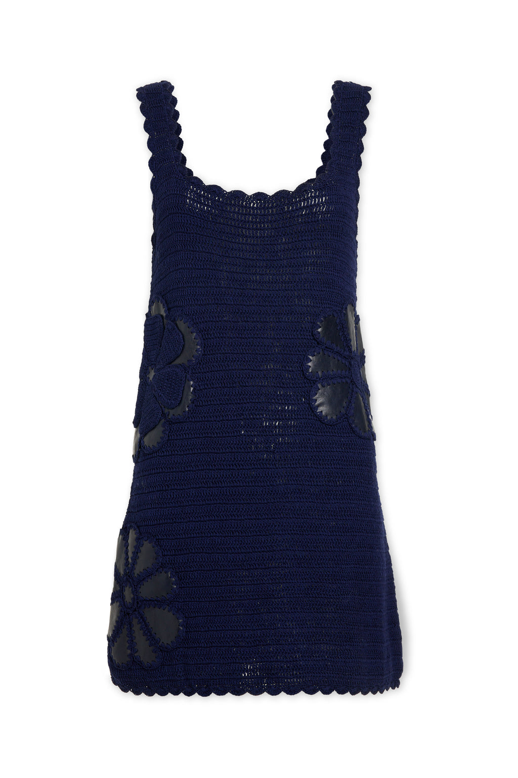 Cara Crochet Knit Mini Dress in navy